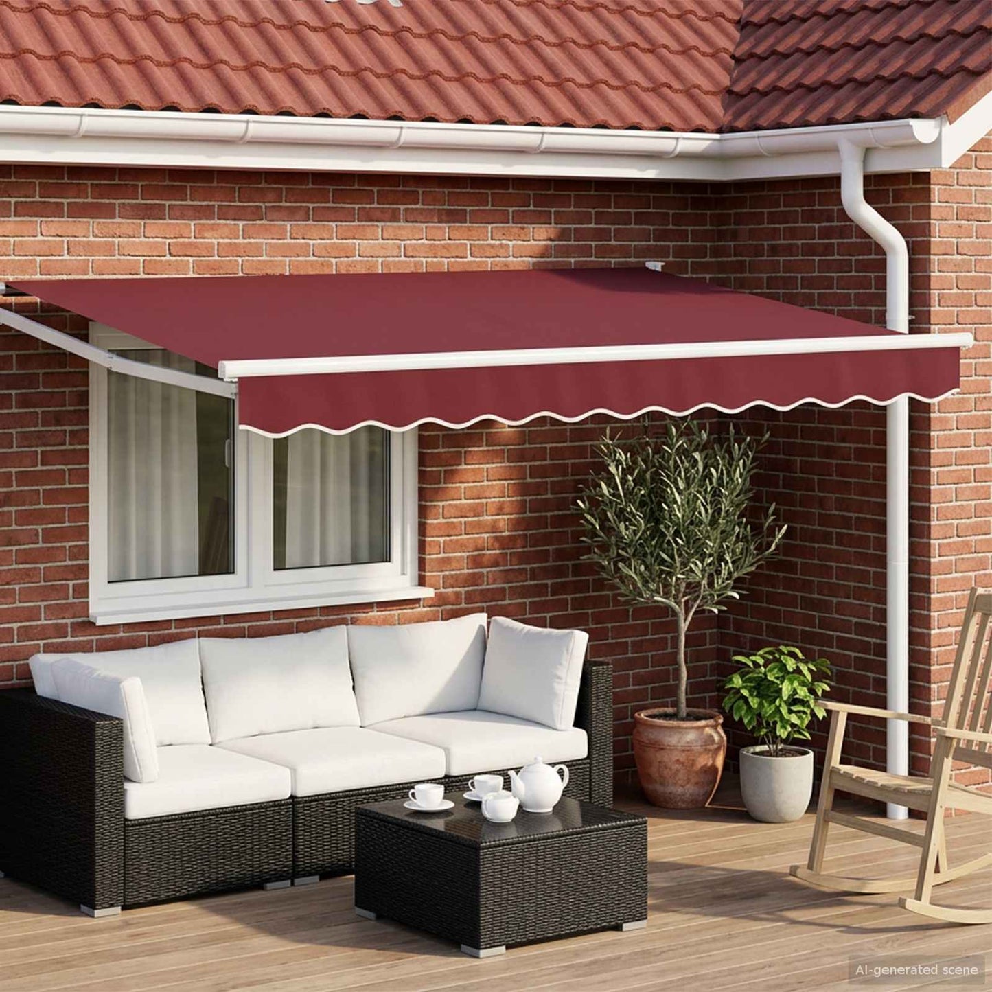 Electric Retractable Awning Burgundy and White 3 x 2 m