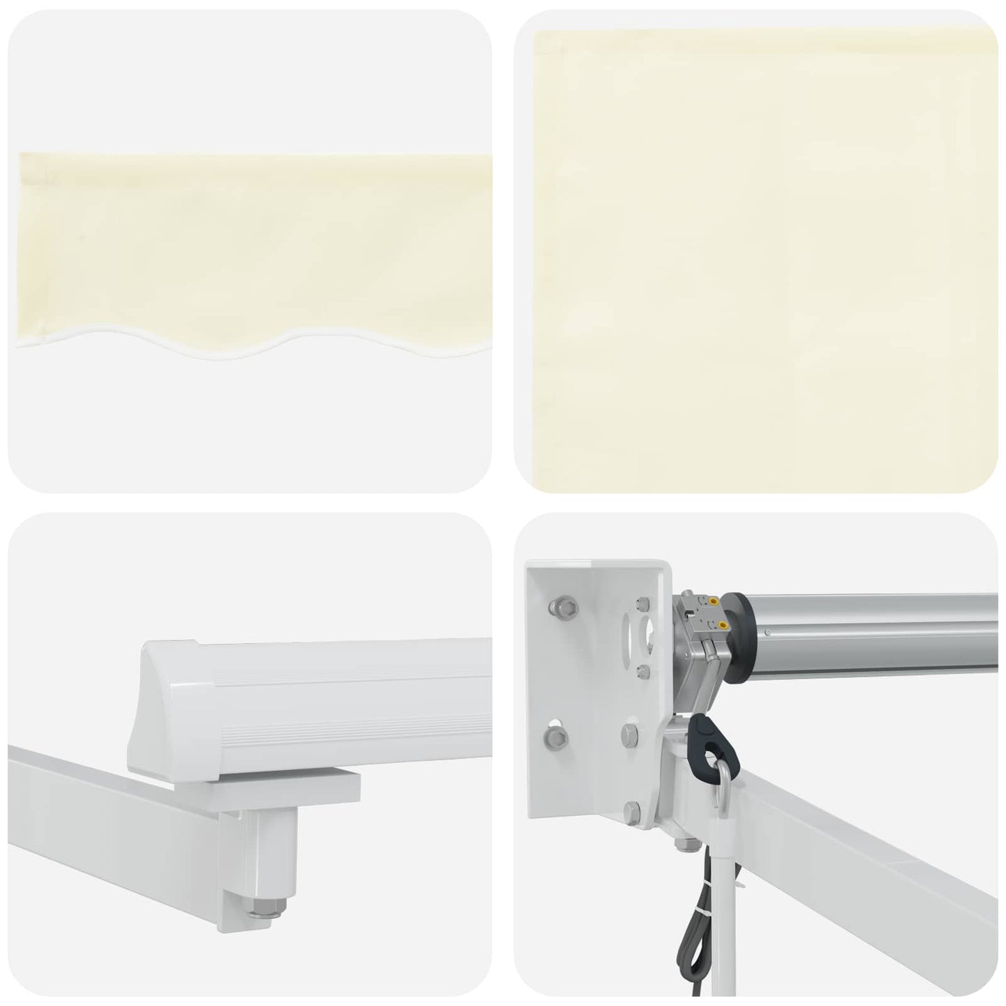 Electric Retractable Awning Cream and White 3.5 x 2 m