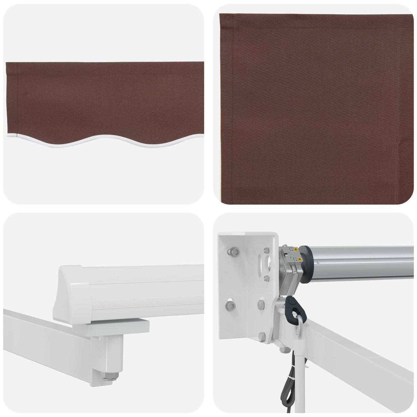 Electric Retractable Awning Brown and White 3.5 x 2 m