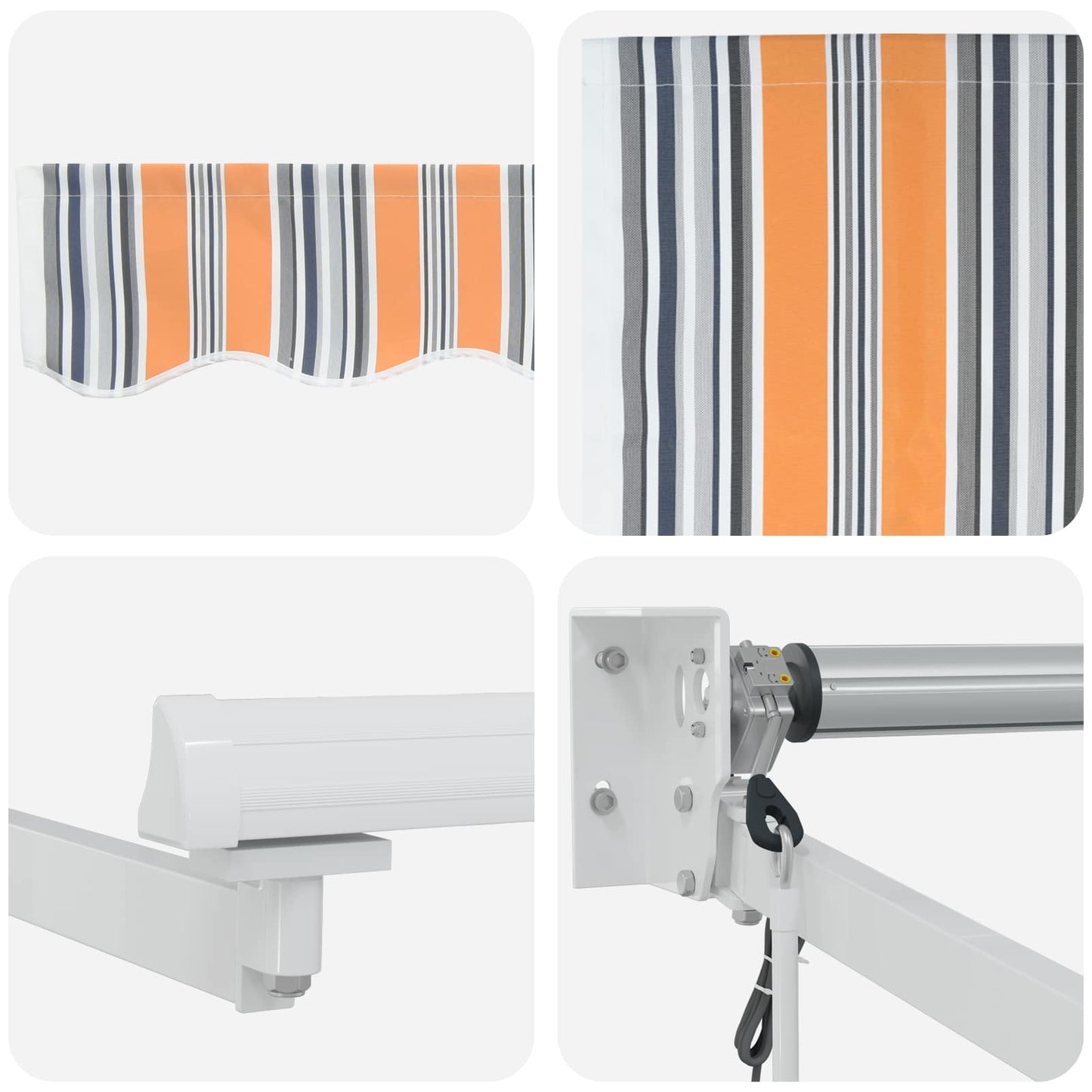 Electric Retractable Awning Grey, Orange and White 3 x 2.5 m