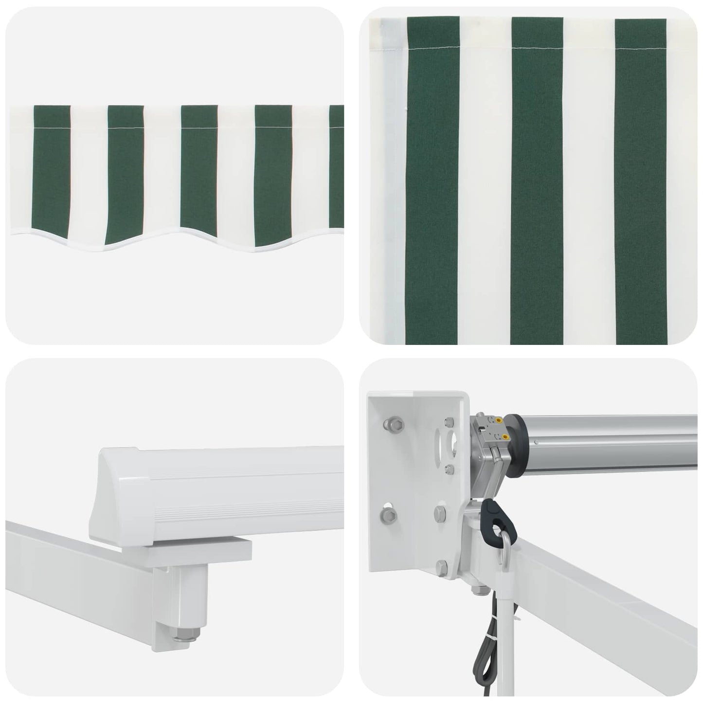 Electric Retractable Awning Green and White 3 x 2.5 m
