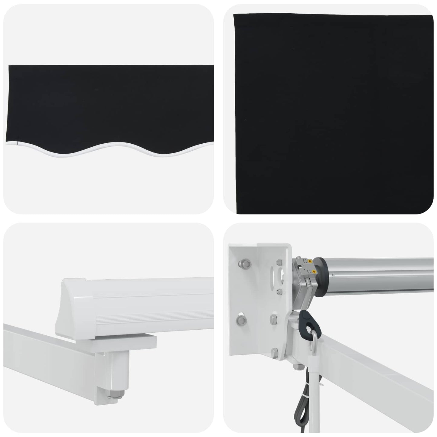 Electric Retractable Awning Black and White 3.5 x 2.5 m