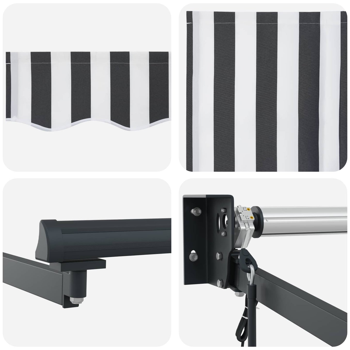 Electric Retractable Awning Anthracite and White 3 x 2.5 m
