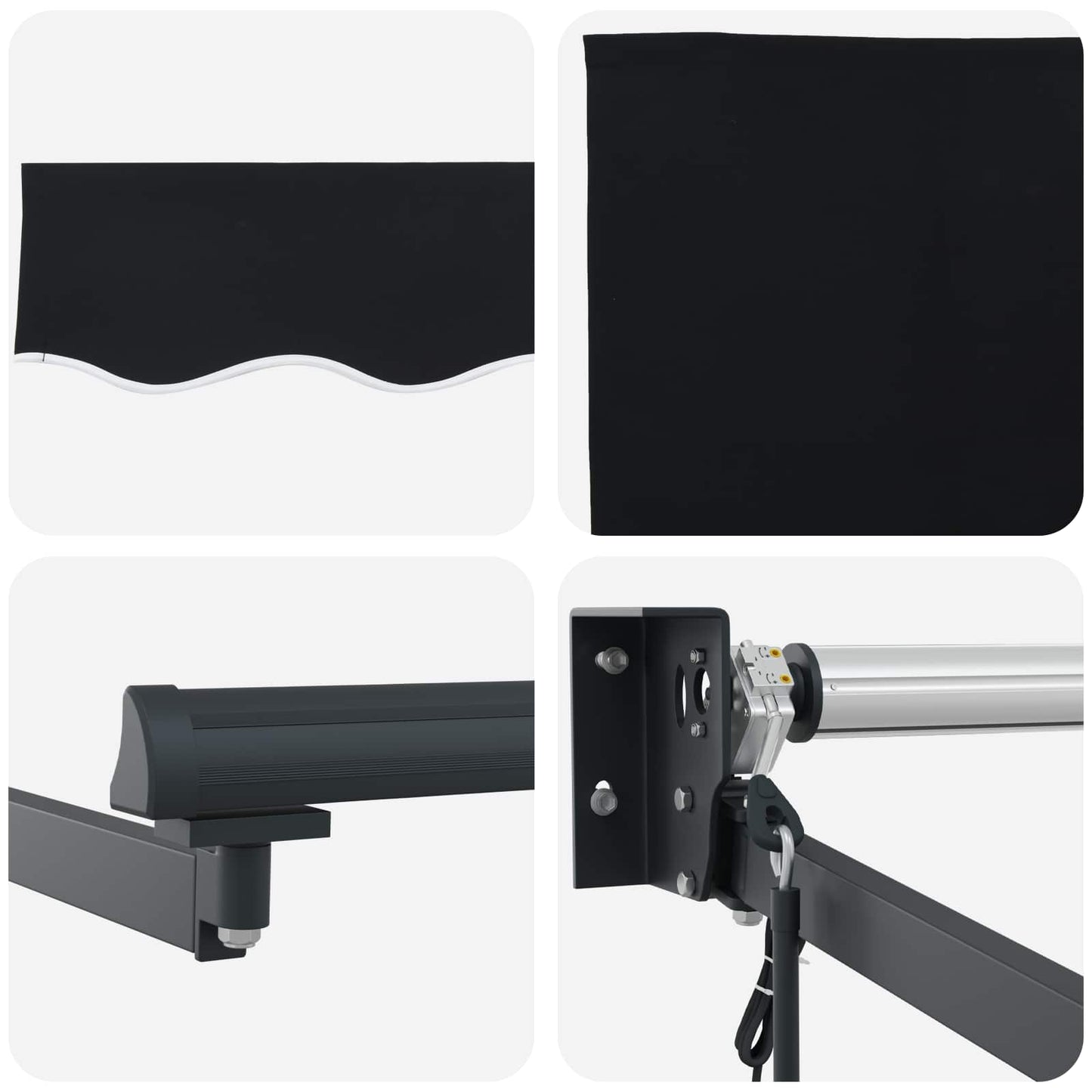 Electric Retractable Awning Black and Anthracite 3.5 x 2.5 m