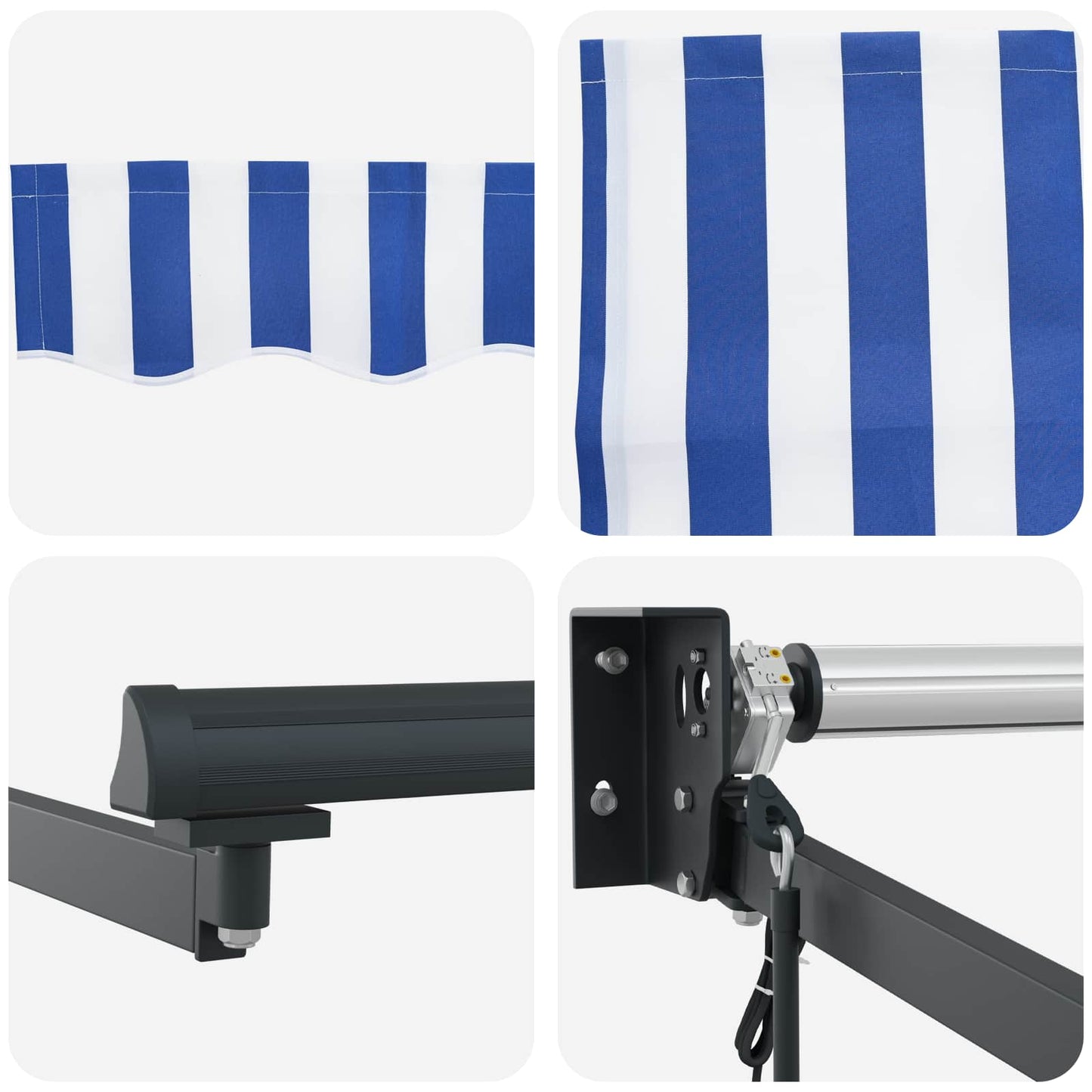 Electric Retractable Awning Blue, White and Anthracite 5 x 3 m