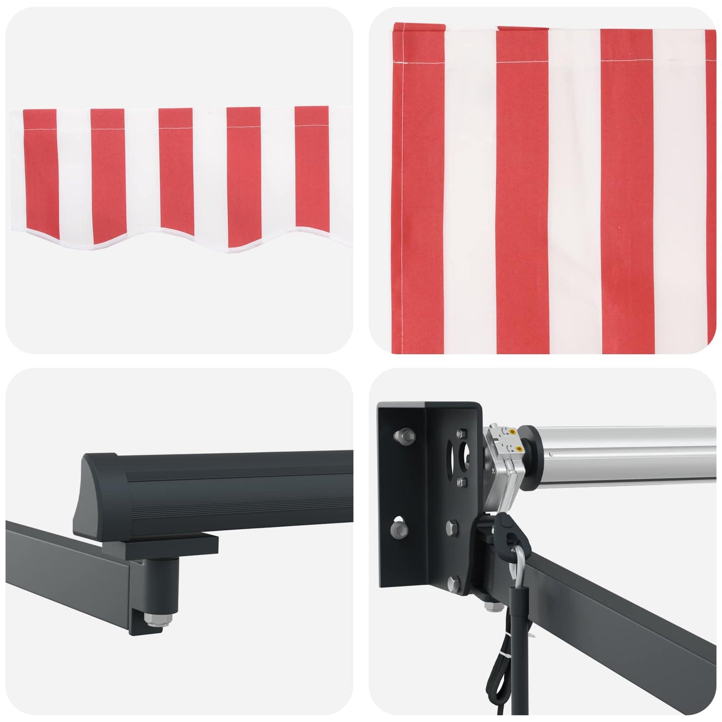 Electric Retractable Awning Red, White and Anthracite 5 x 3 m