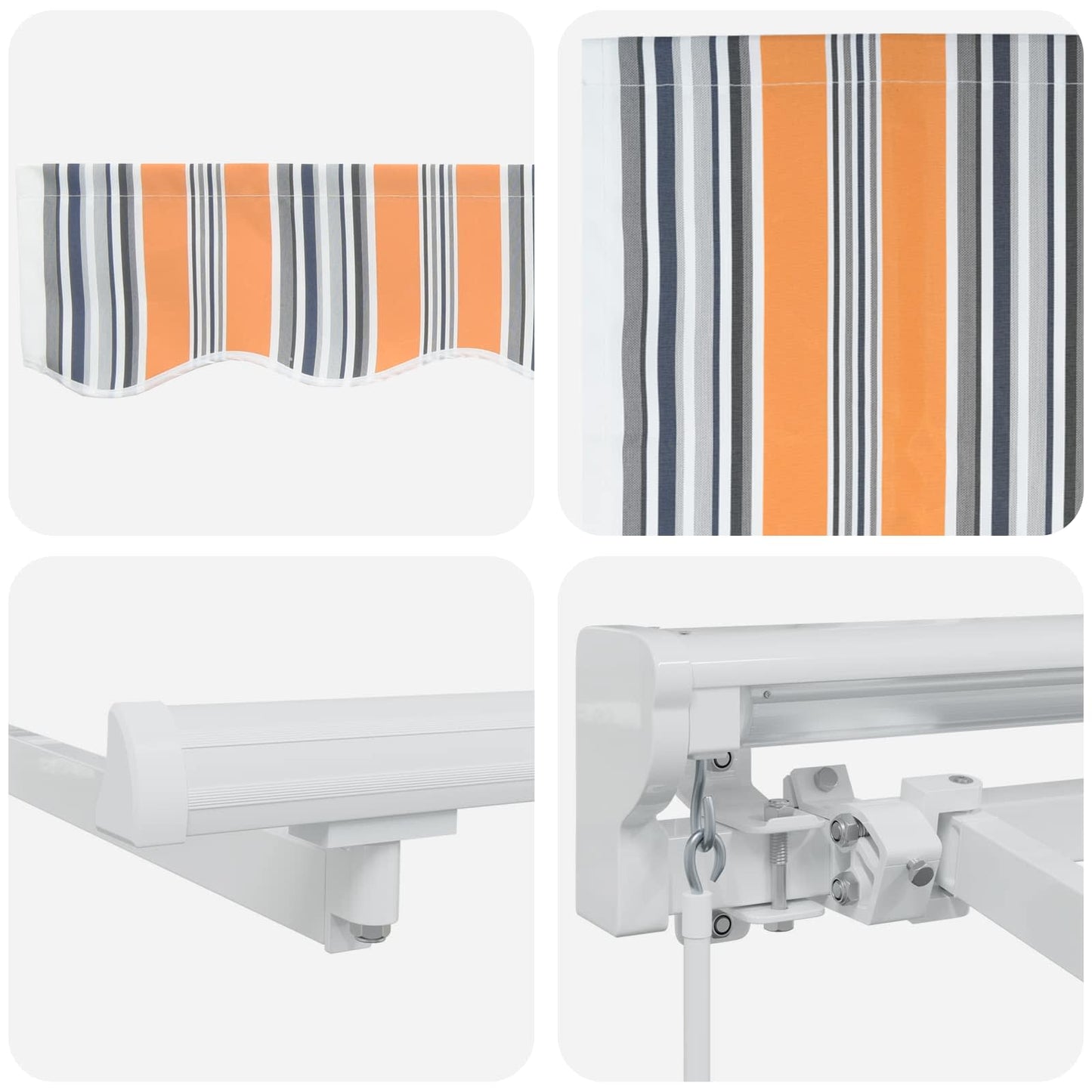 Manual Retractable Awning Orange, Grey, Blue and White 4 x 3 m