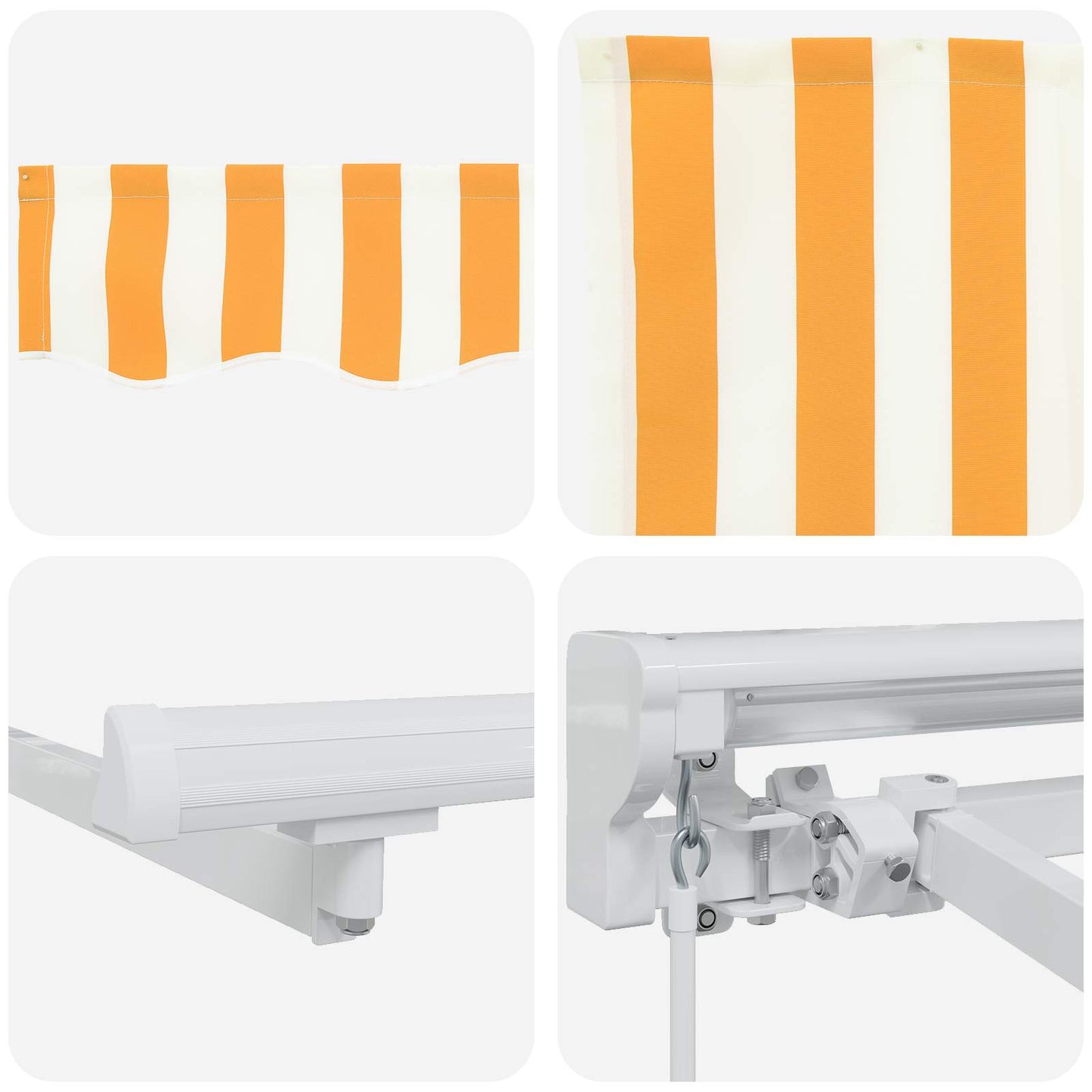 Manual Retractable Awning Yellow and White 4 x 3.5 m