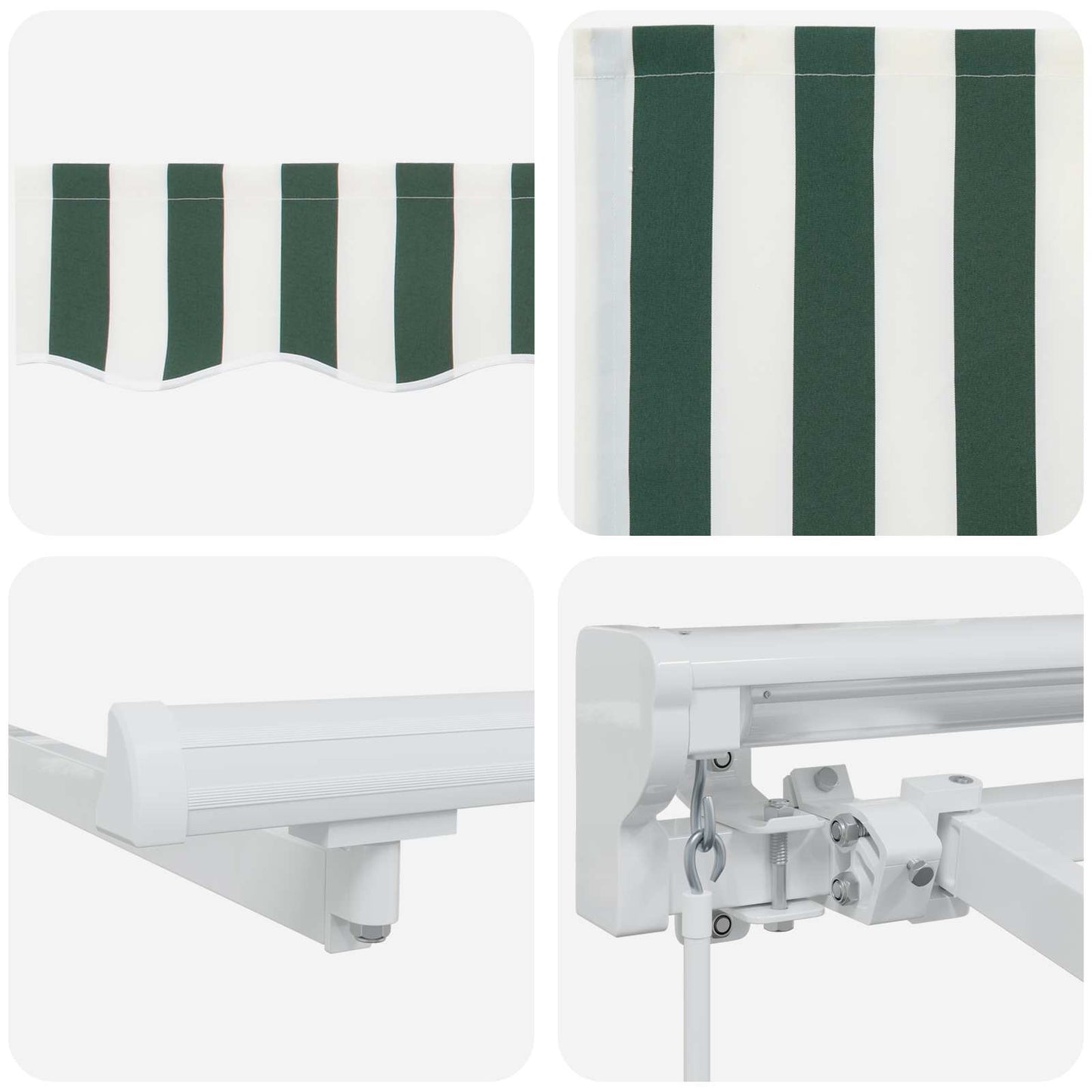 Manual Retractable Awning Green and White 4.5 x 3 m