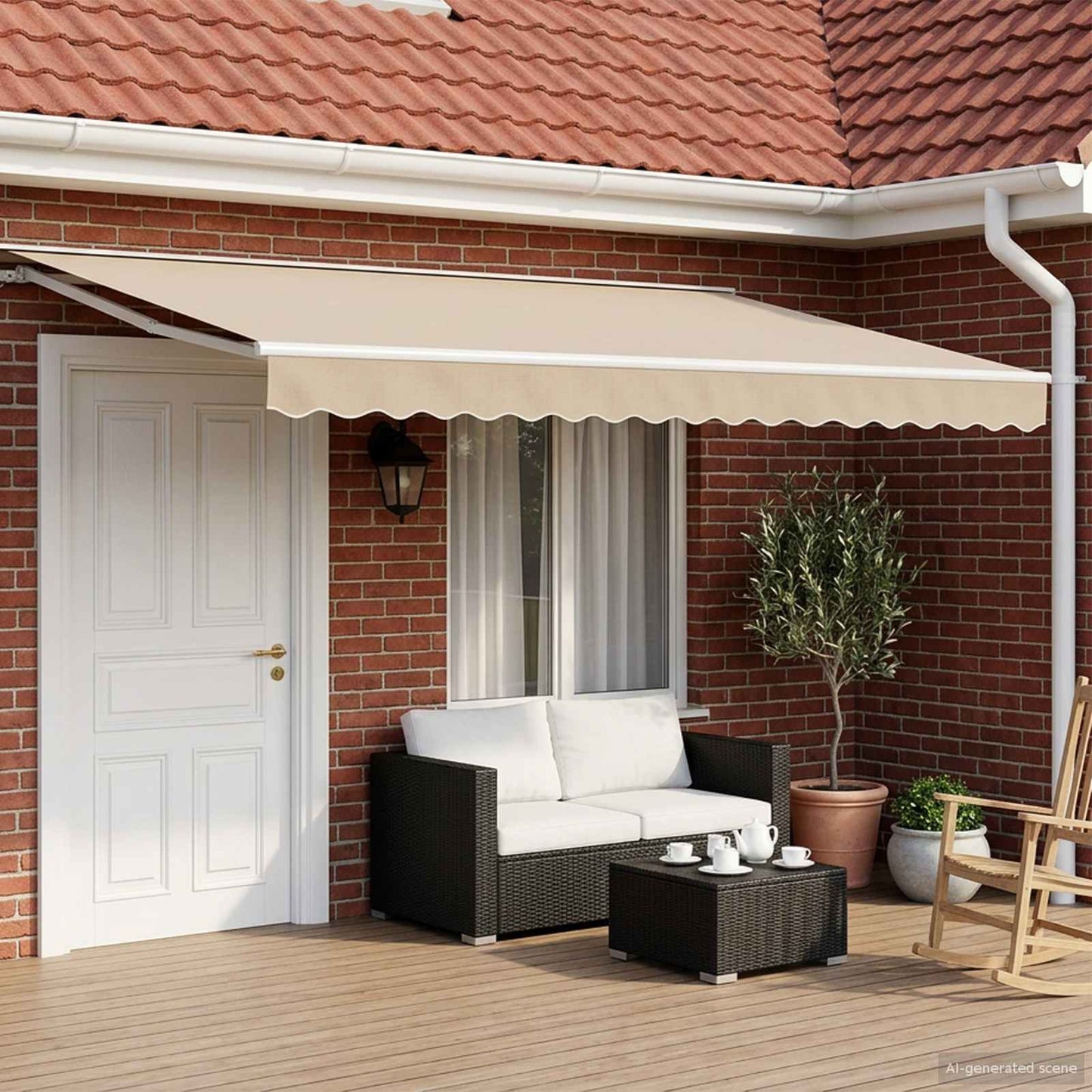 Manual Retractable Awning Beige 4.5 x 3.5 m