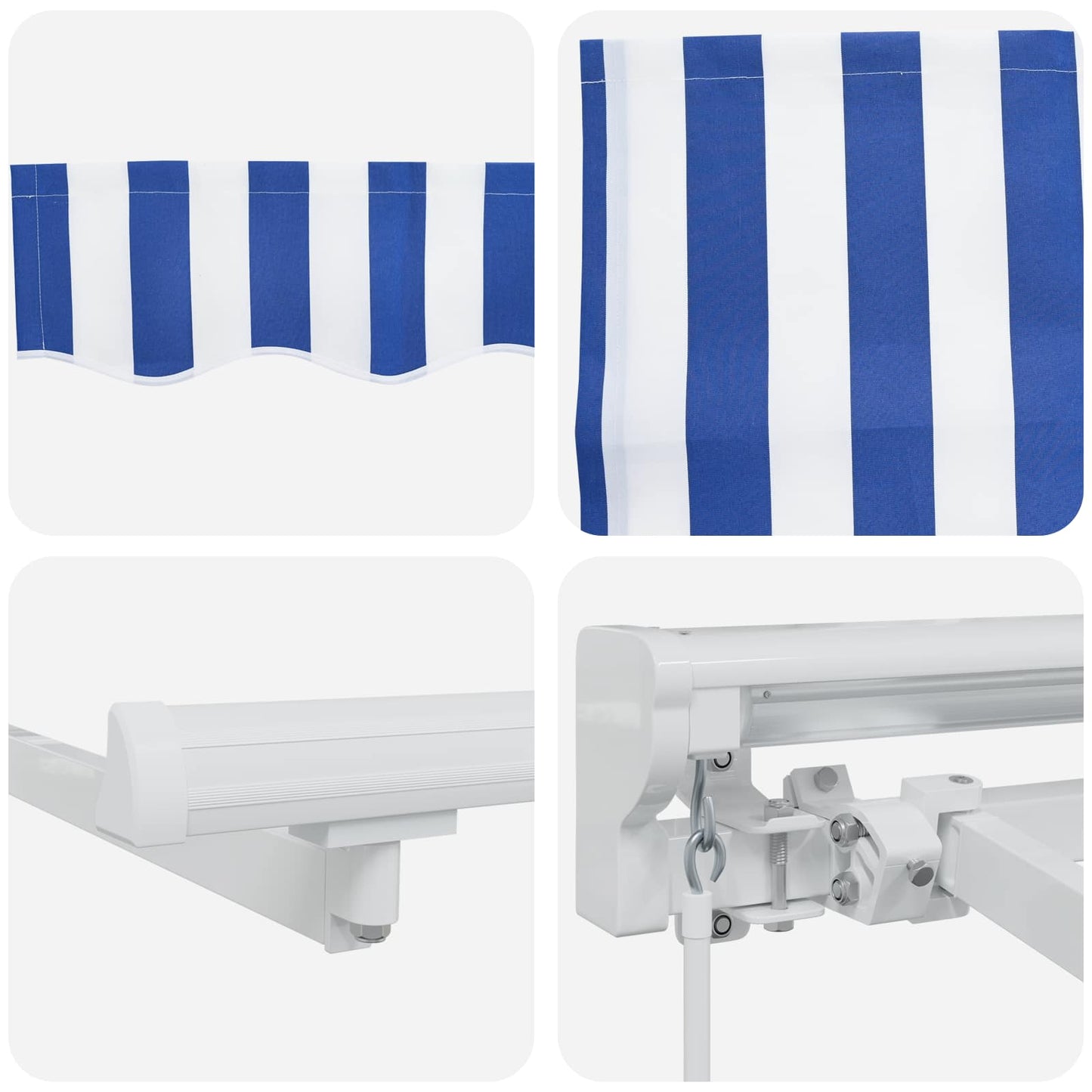 Manual Retractable Awning Blue and White 5 x 3.5 m