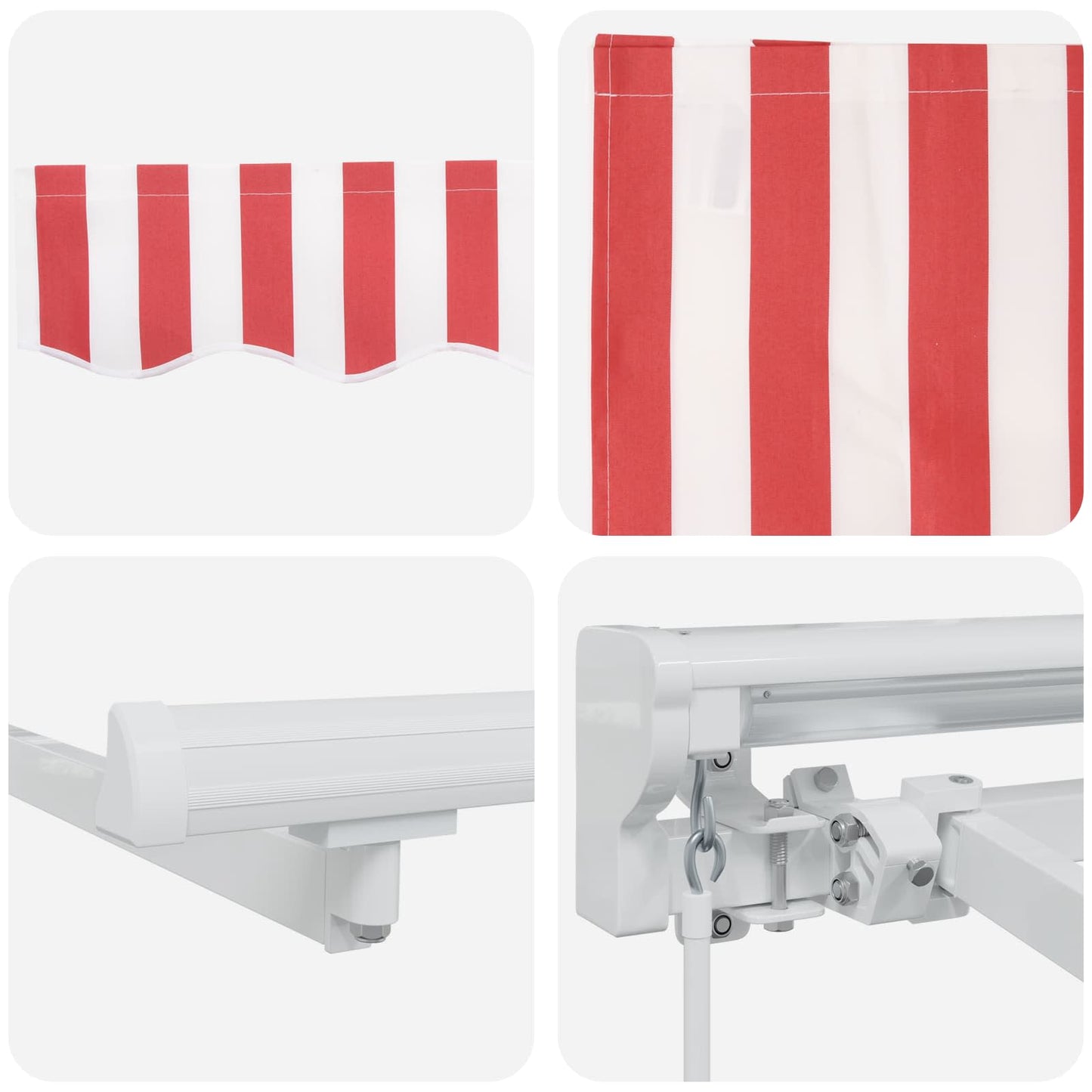 Manual Retractable Awning Red and White 5 x 3.5 m