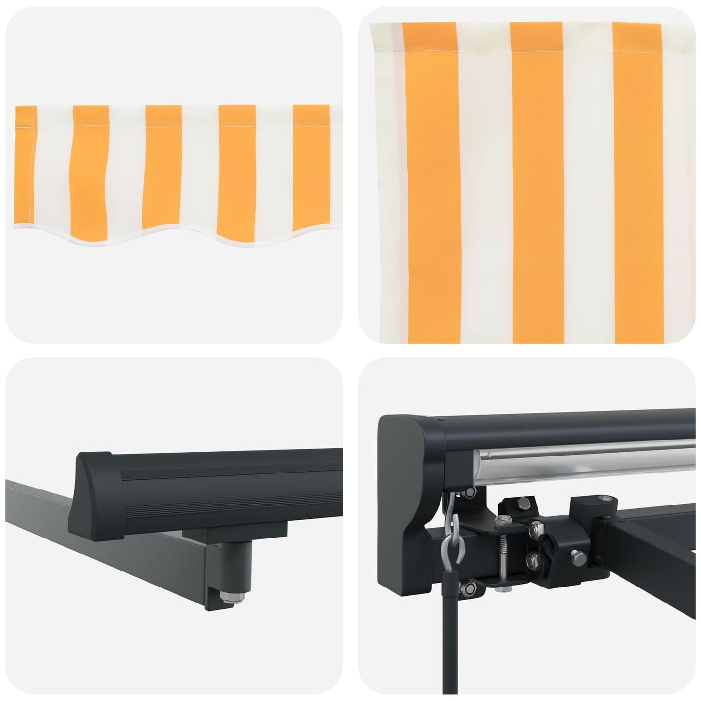 Manual Retractable Awning Yellow and White 4 x 3.5 m