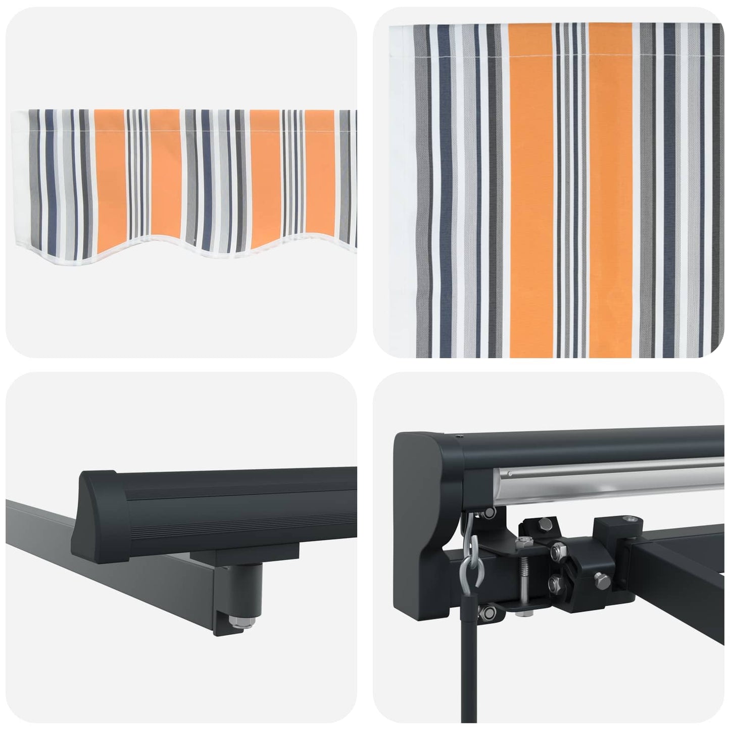 Manual Retractable Awning Orange, Grey, Blue and White