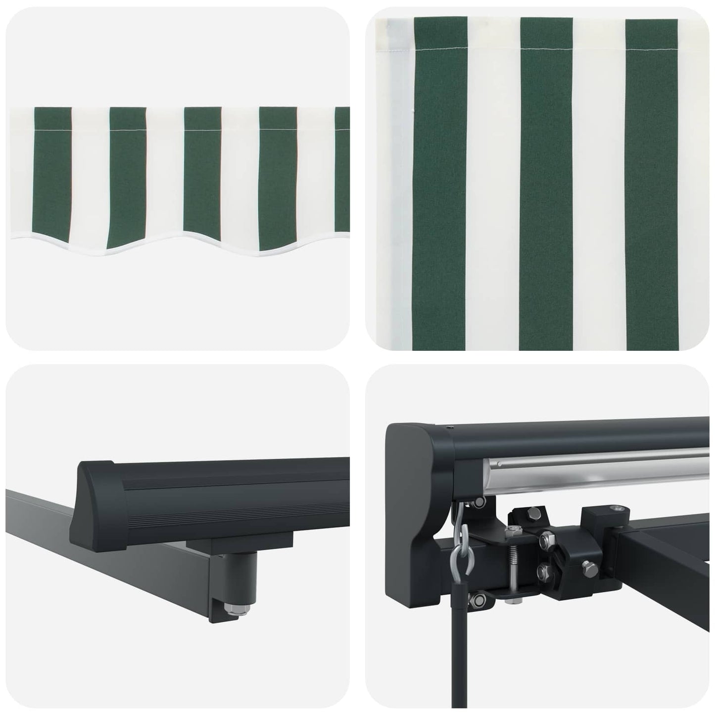 Manual Retractable Awning Green and White 5 x 3.5 m