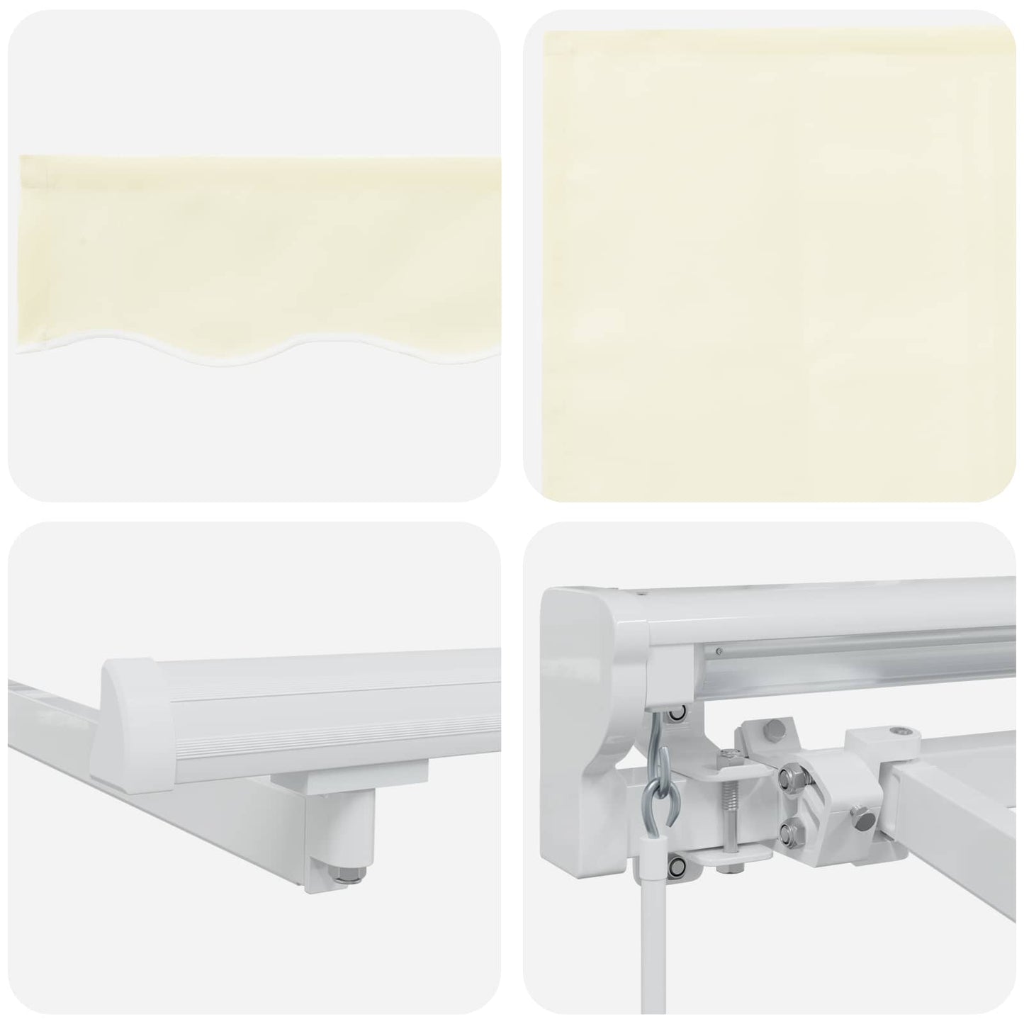 Manual Awning Frame with LEDs Cream and White 3.5 x 2 m