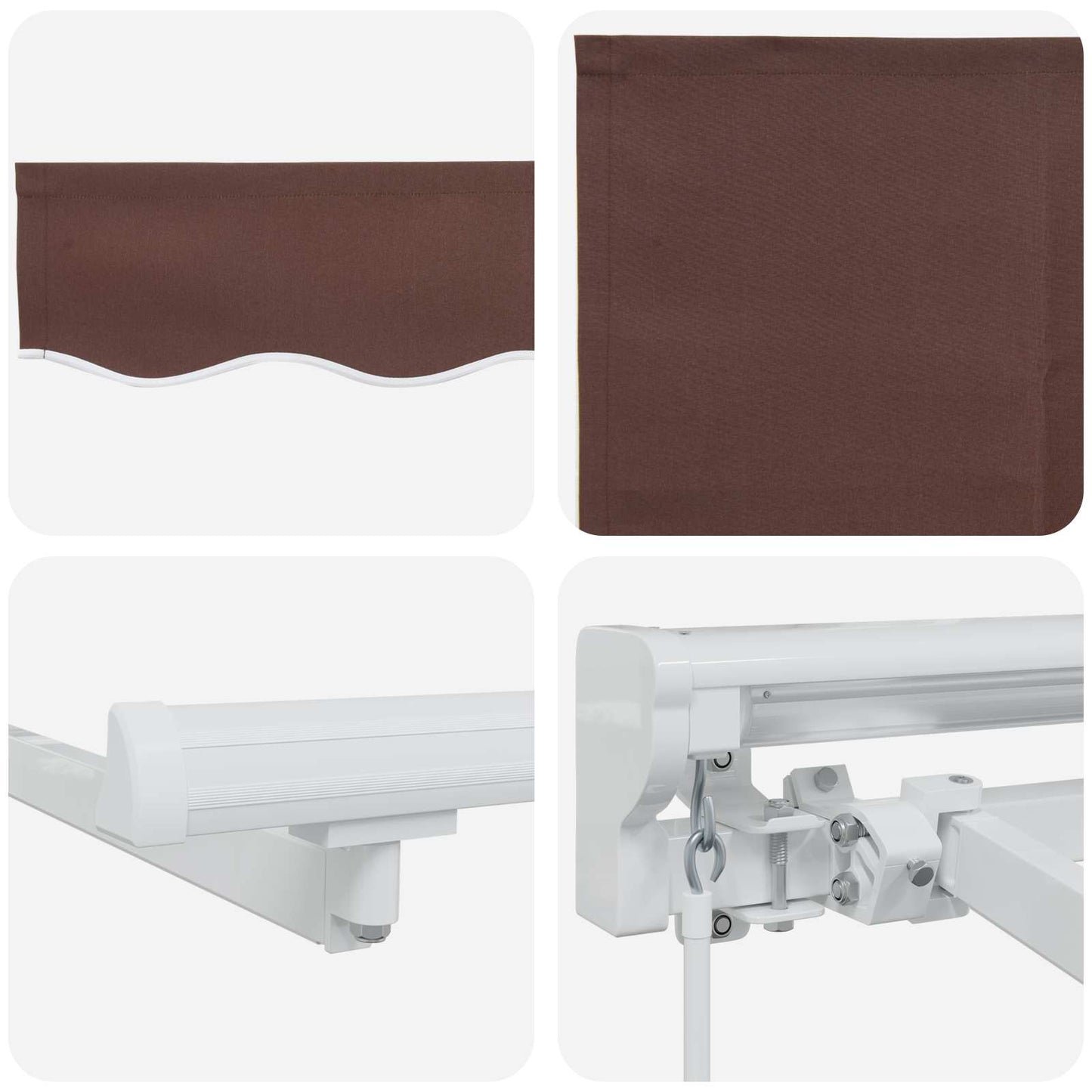 Manual Awning Frame with LEDs Brown and White 3.5 x 2 m