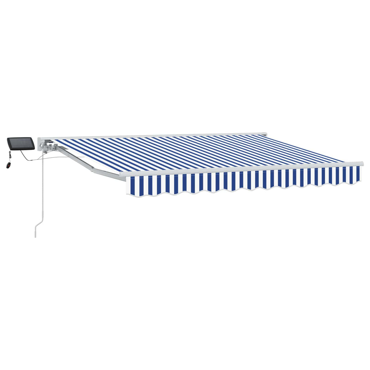 Manual Awning with Solar LED 3 x 2.5 m Blue and White Stripe