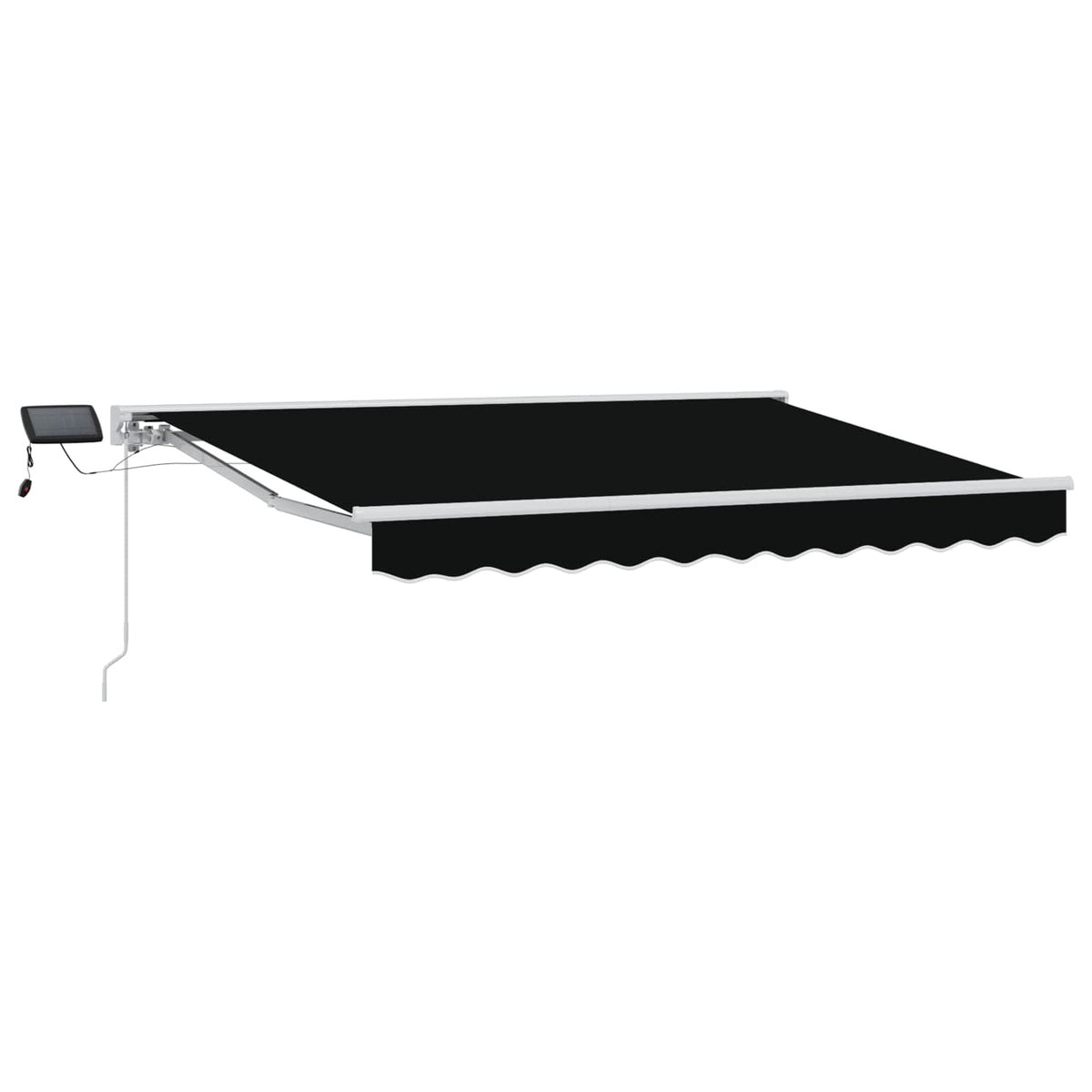 Manual Awning with Solar LED 3.5 x 2.5 m Black 100% Polyester