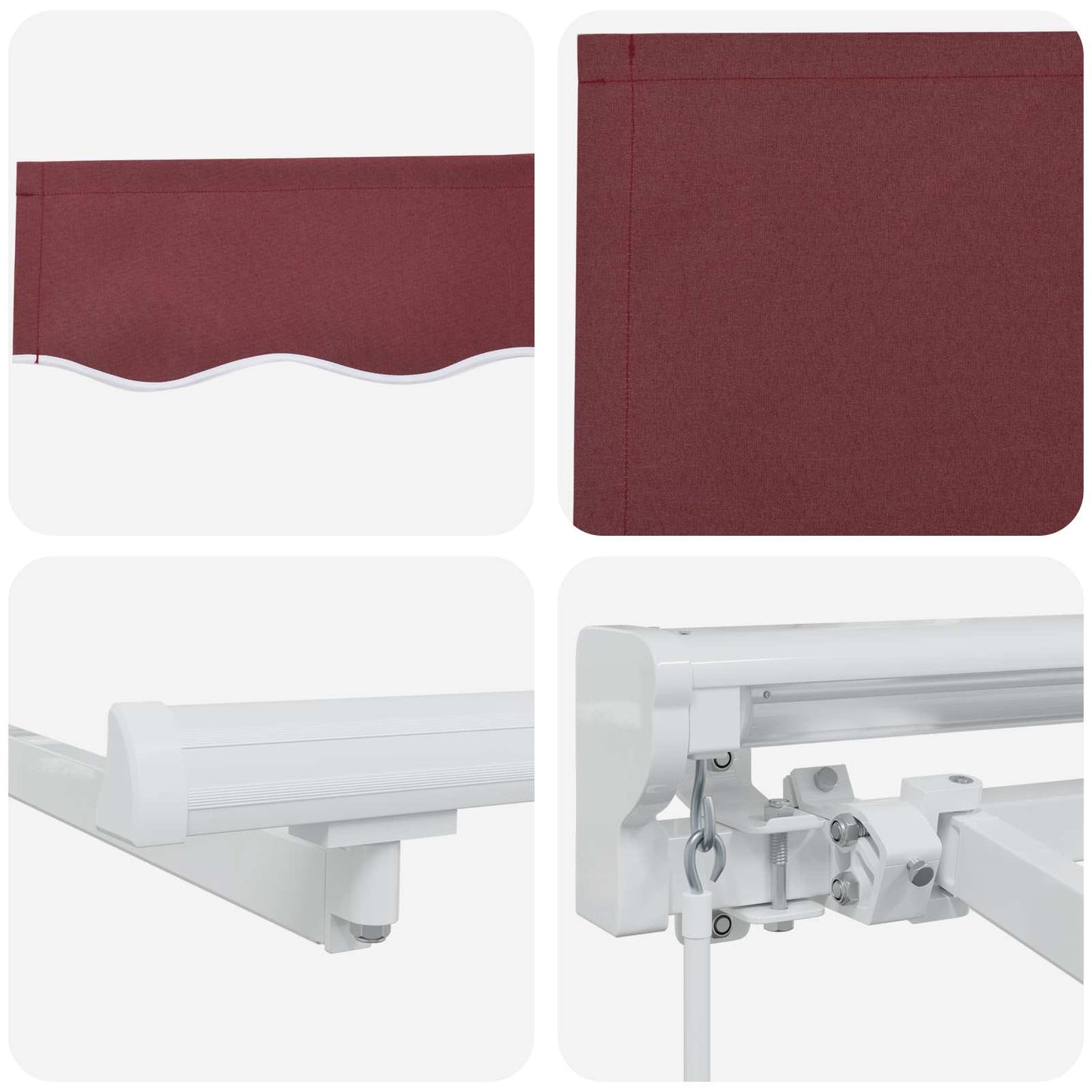 Manual Awning Frame with LEDs Burgundy and White 4 x 3 m