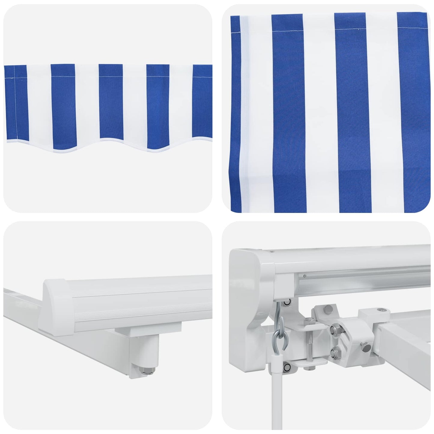 Manual Awning Frame with LEDs Blue and White 4.5 x 3 m