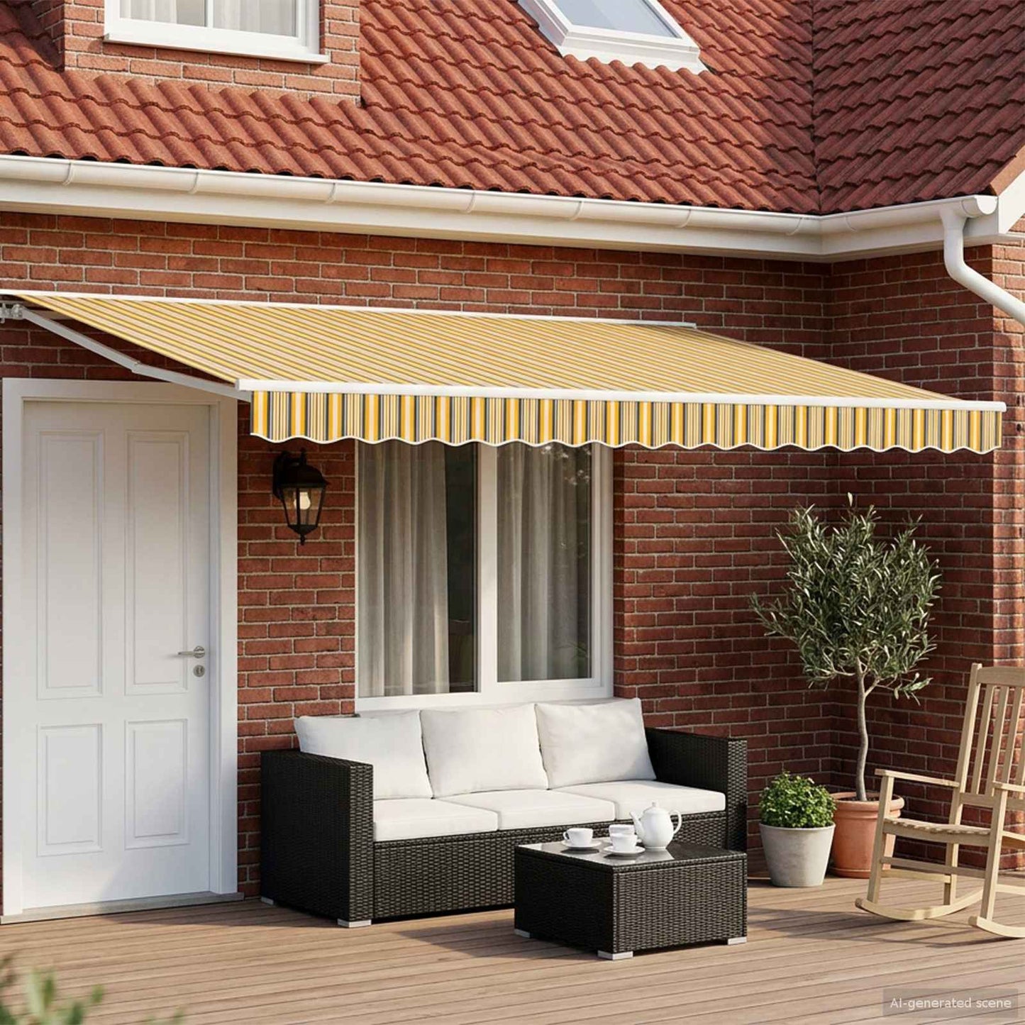 Manual Awning Frame with LEDs 4.5 x 3.5 m