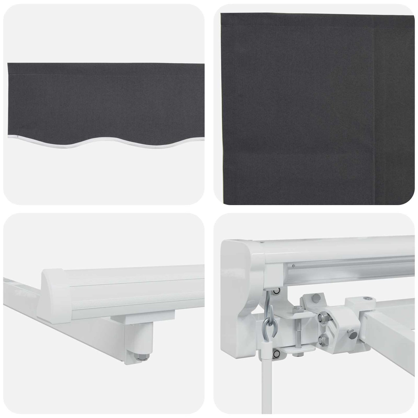 Manual Awning Frame with LEDs 5 x 3 m Polyester with PU coating