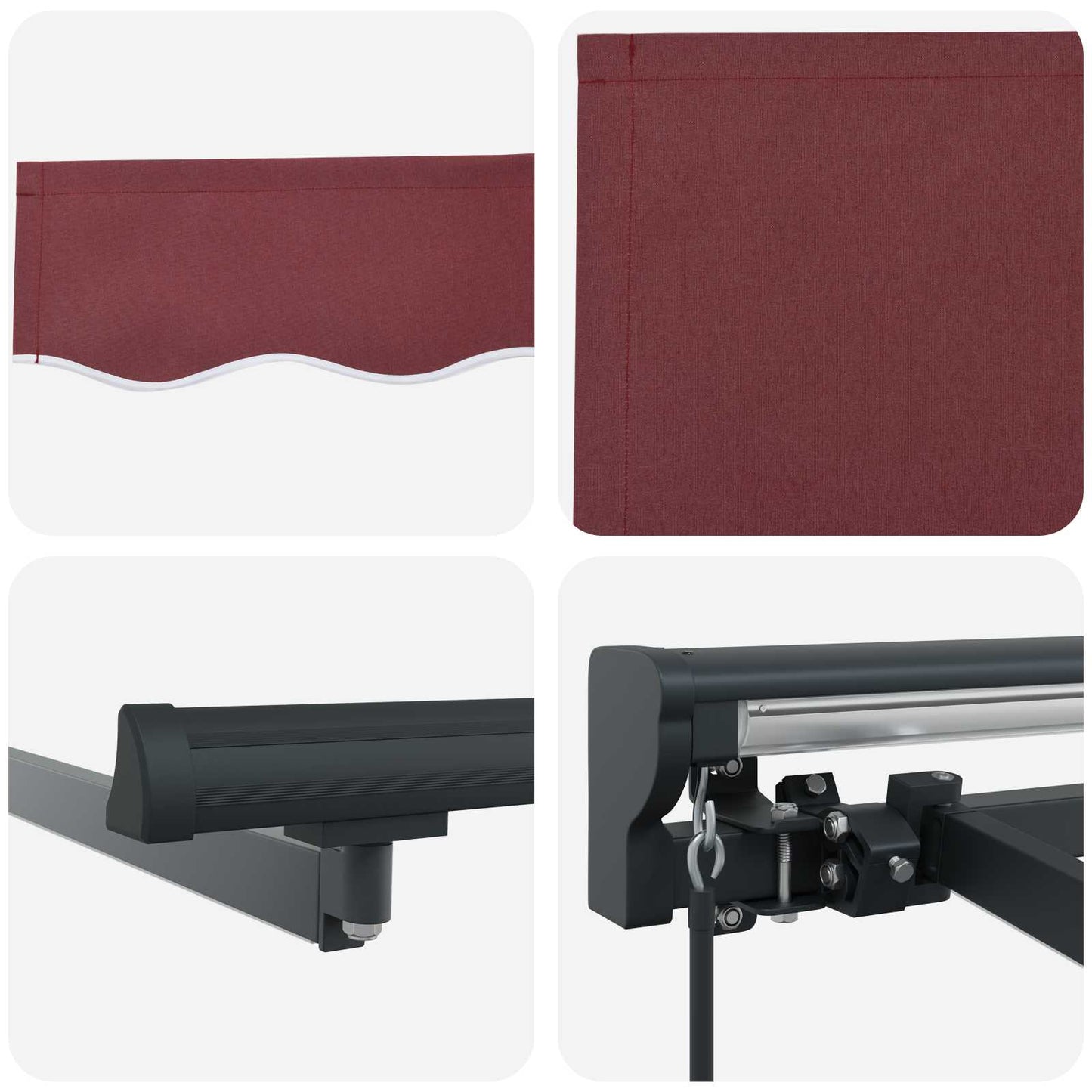 Manual Awning Frame with LEDs Burgundy and Anthracite 3 x 2 m