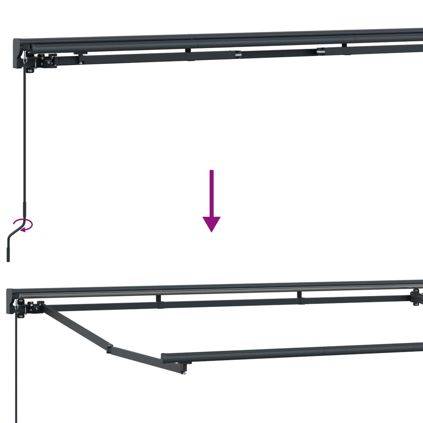 Manual Awning Frame with LEDs 3.5 x 2 m