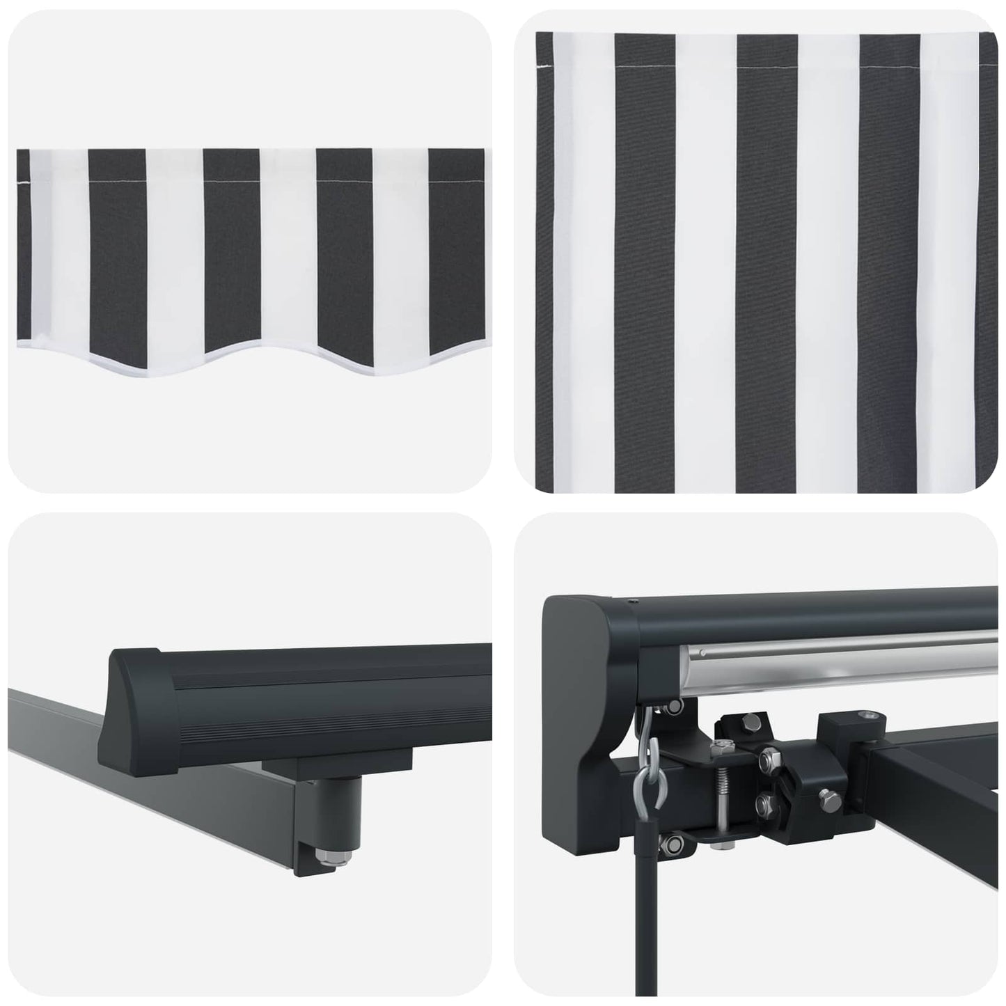 Manual Awning Frame with LEDs Anthracite and White 3.5 x 2 m