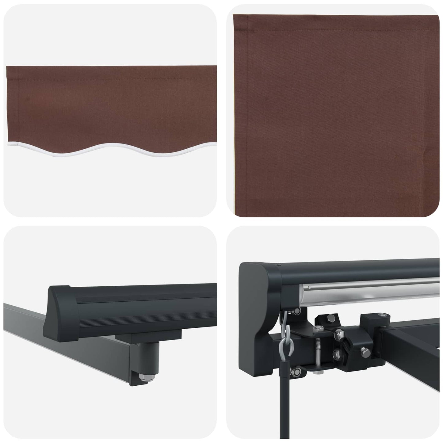 Manual Awning Frame with LEDs Brown and Anthracite 3 x 2.5 m