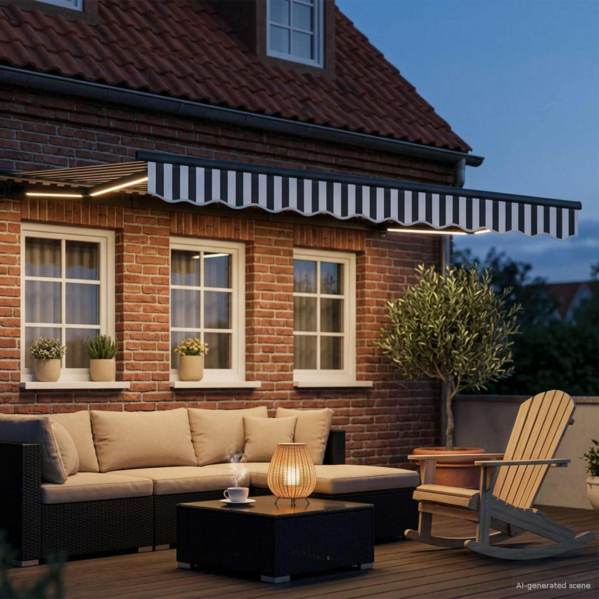 Manual Awning with Solar LED 3 x 2.5 m