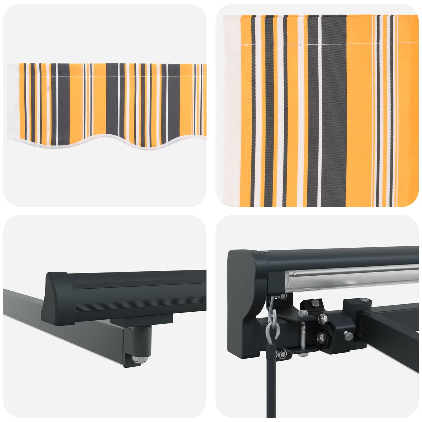 Manual Awning Frame with LEDs 4 x 3 m Polyester with PU coating
