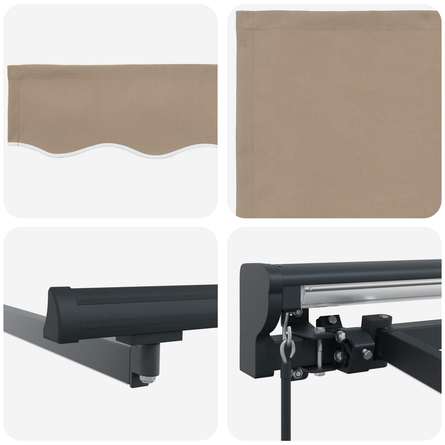 Manual Awning Frame with LEDs Beige and Anthracite 4.5 x 3.5 m