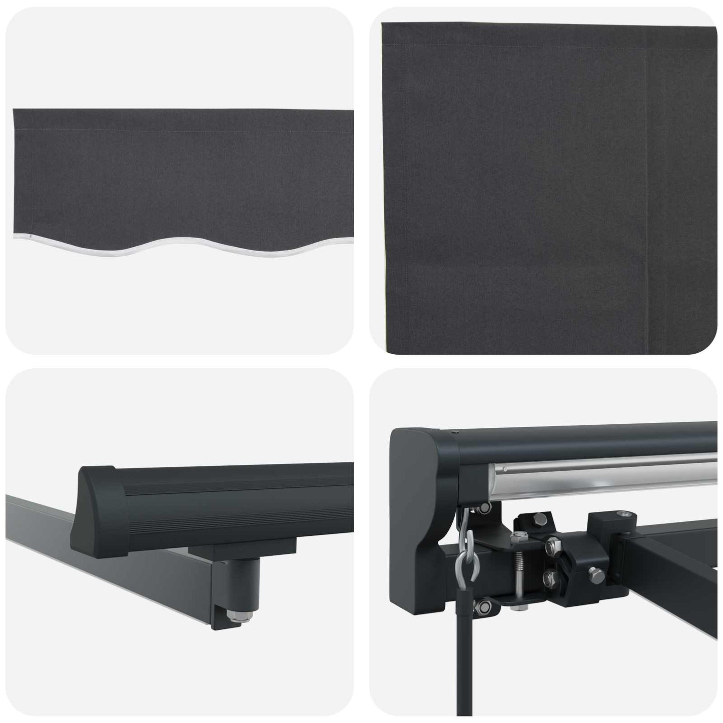Manual Awning Frame with LEDs Anthracite 5 x 3.5 m