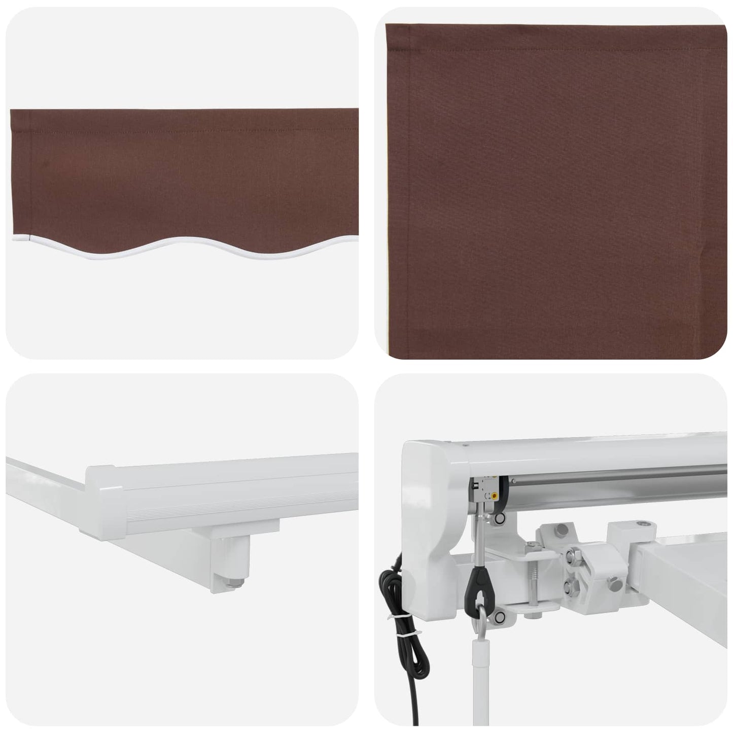 Electric Retractable Awning Brown and White 2.5 x 2 m