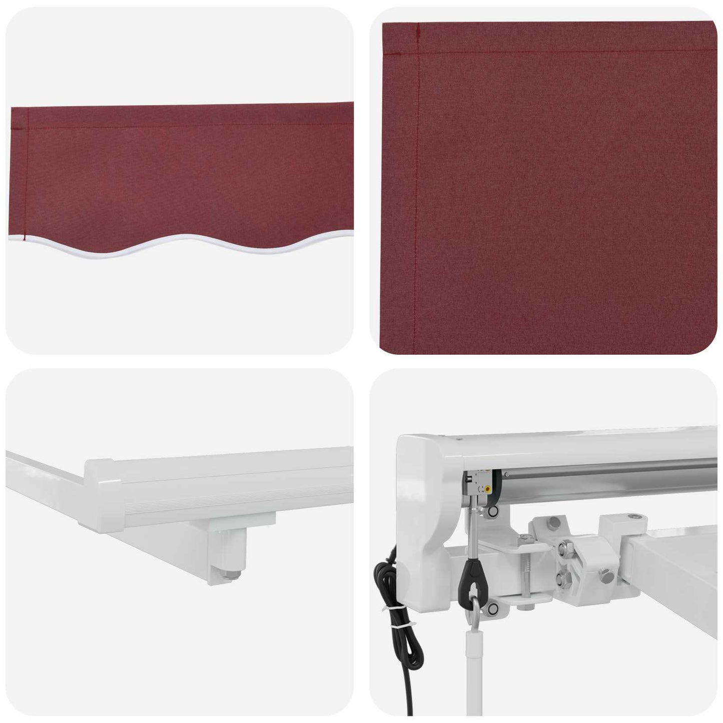 Electric Retractable Awning Burgundy and White 3 x 2.5 m