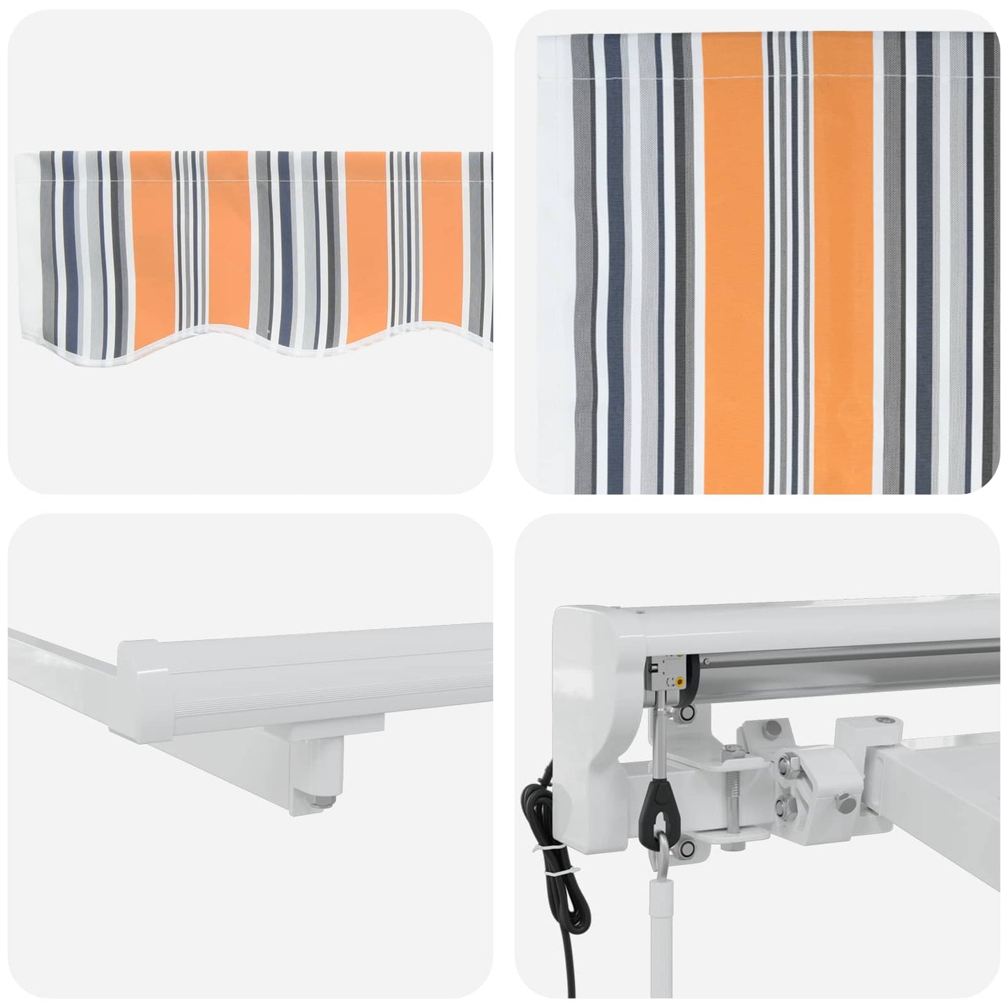 Electric Retractable Awning Blue, Orange and White 3 x 2.5 m