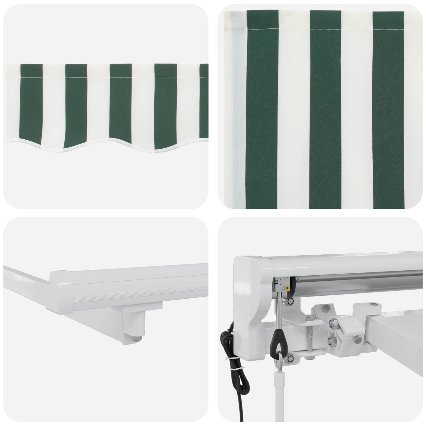 Electric Retractable Awning Green and White 3 x 2.5 m