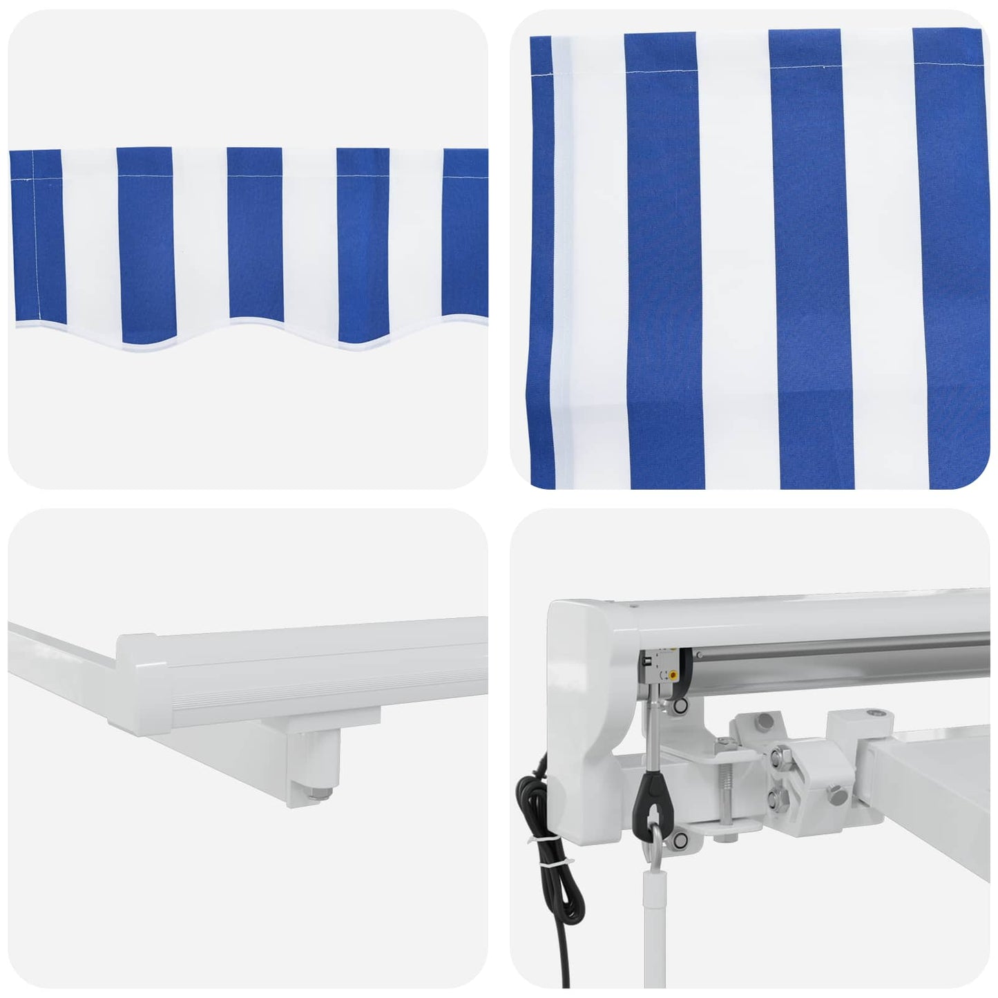 Electric Retractable Awning Blue and White 3.5 x 2.5 m
