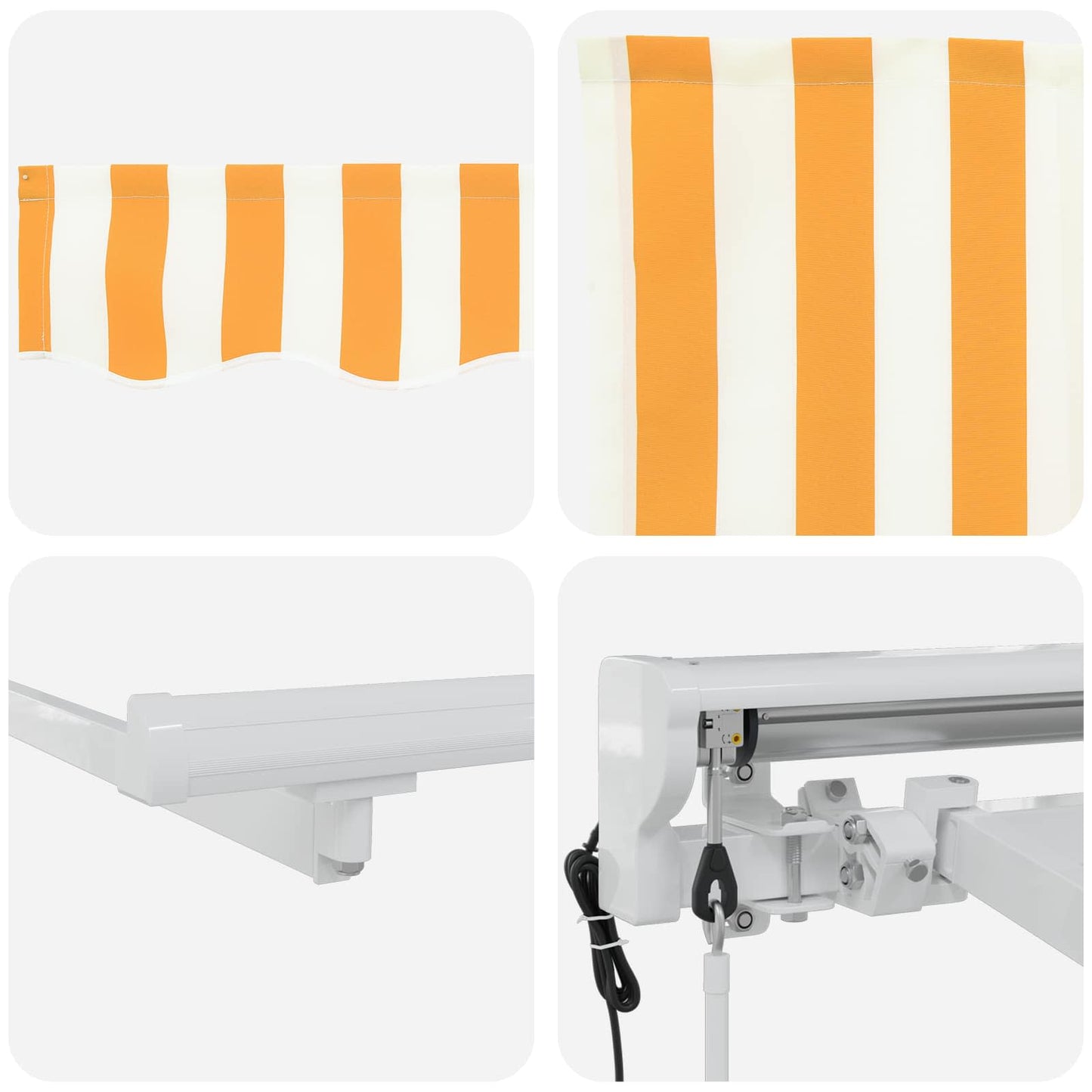 Electric Retractable Awning Yellow and White 4.5 x 3 m
