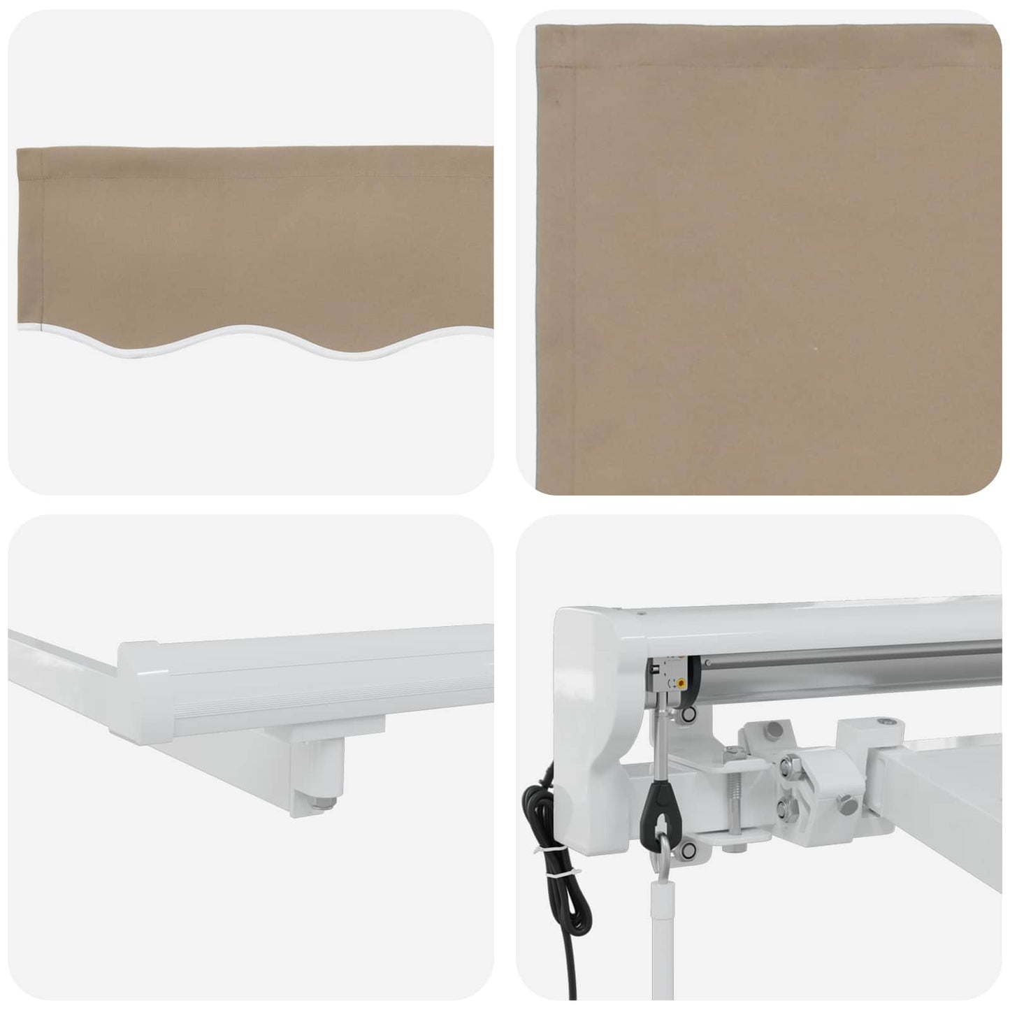 Electric Retractable Awning Beige and White 4.5 x 3.5 m