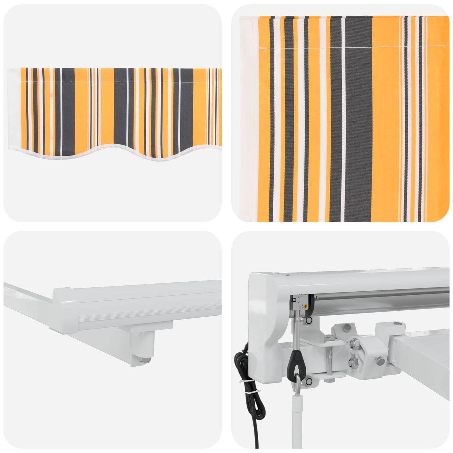 Electric Retractable Awning Yellow, Grey and White 5 x 3.5 m