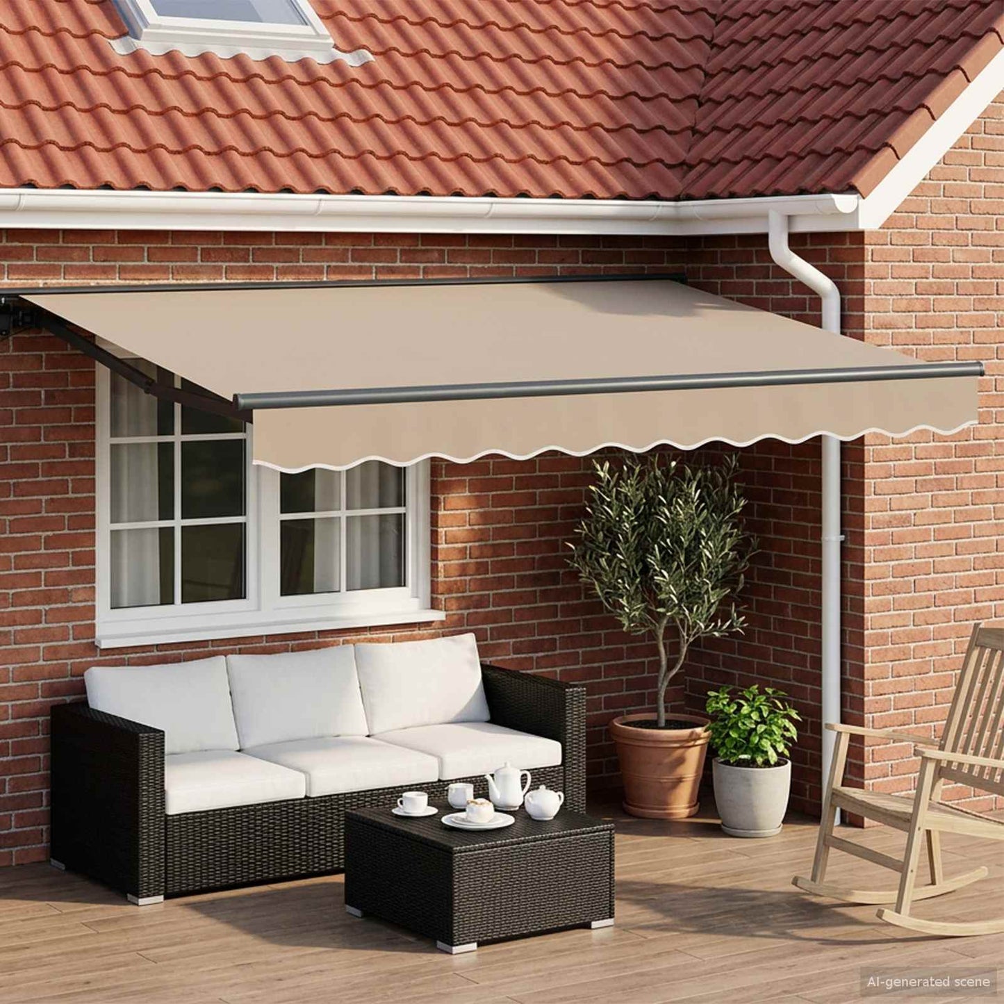 Electric Retractable Awning Beige and Anthracite 3.5 x 2 m