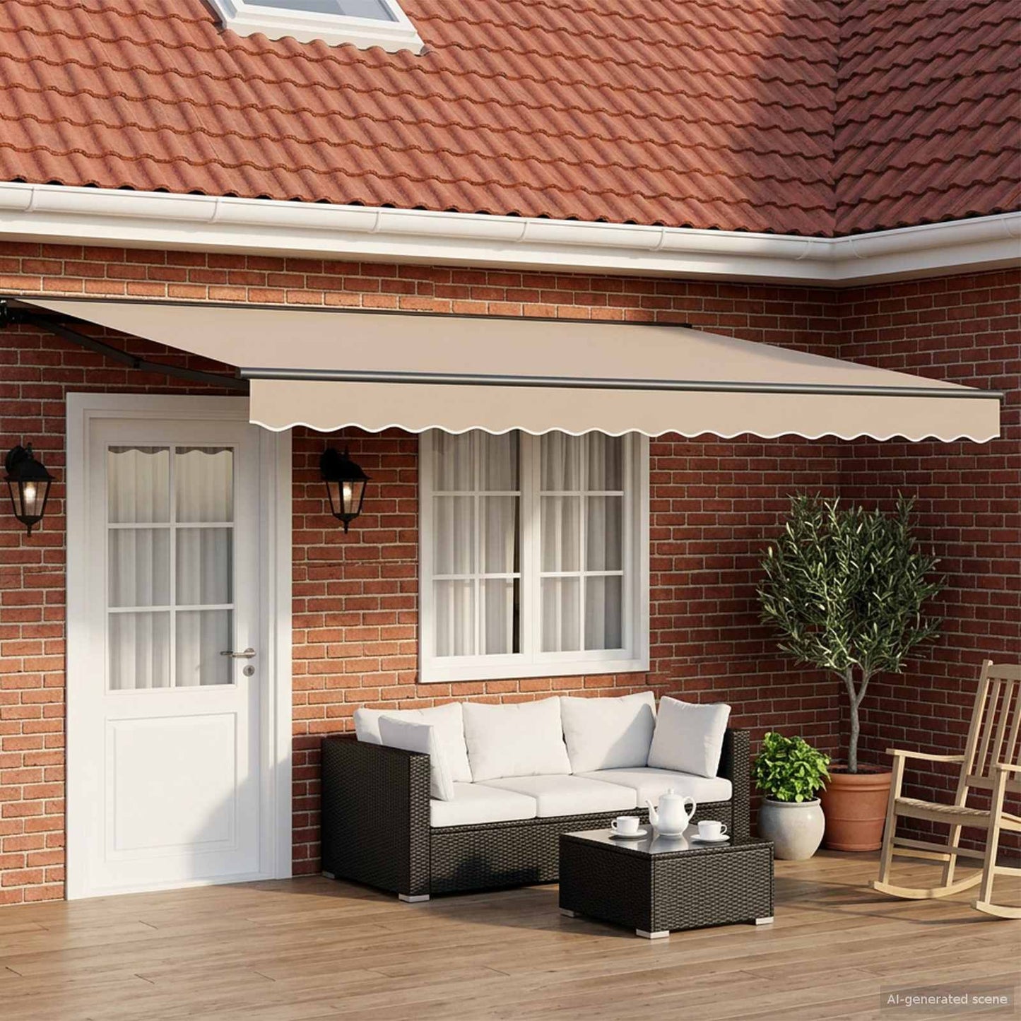 Electric Retractable Awning Beige and Anthracite 4.5 x 3.5 m