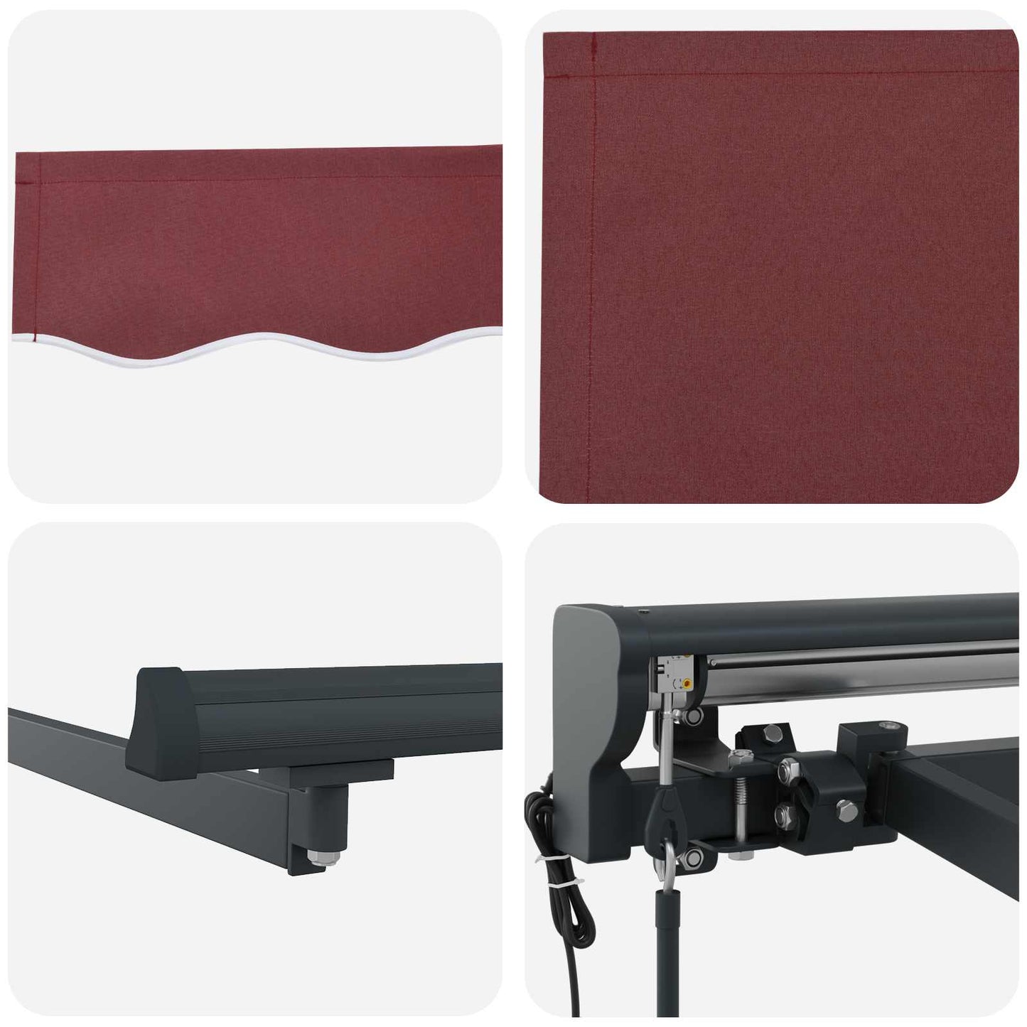 Electric Retractable Awning Burgundy and Anthracite 5 x 3 m