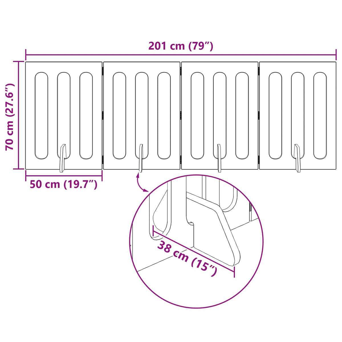 Folding Pet Fence 4 pcs 201 x 38 x 70 cm