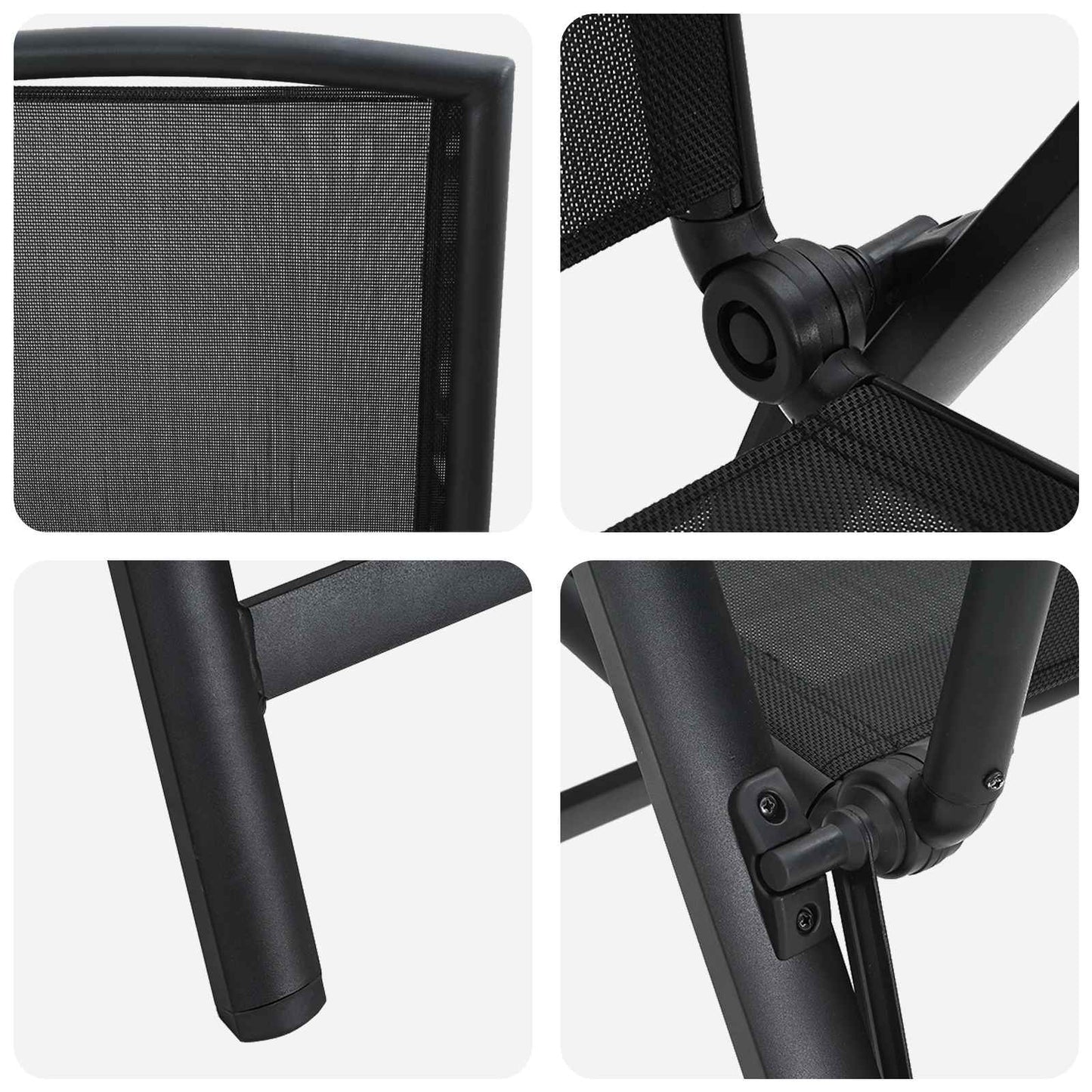 Reclining Garden Chairs 2 pcs Black Textilene