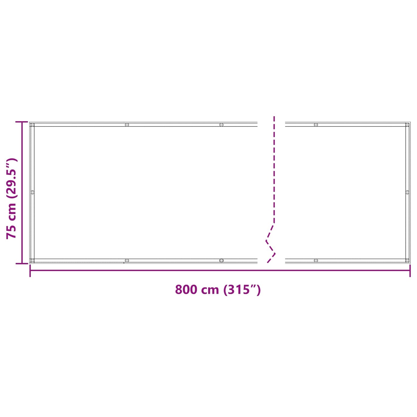 Balcony Screen 75 x 800 cm Oxford Fabric Rectangular