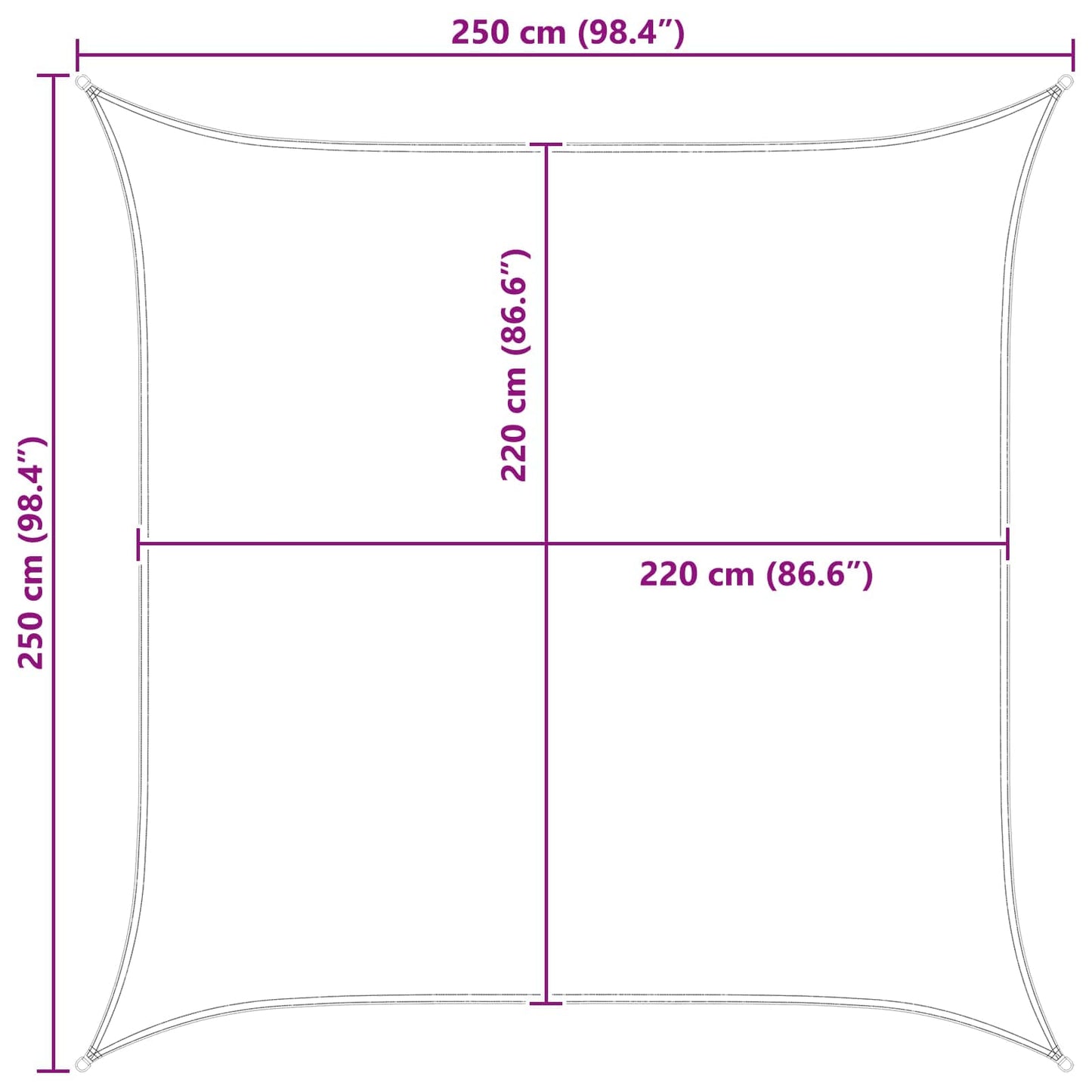 Sun Shade Sail 2.5 x 2.5 m 100% Polyester Oxford Square